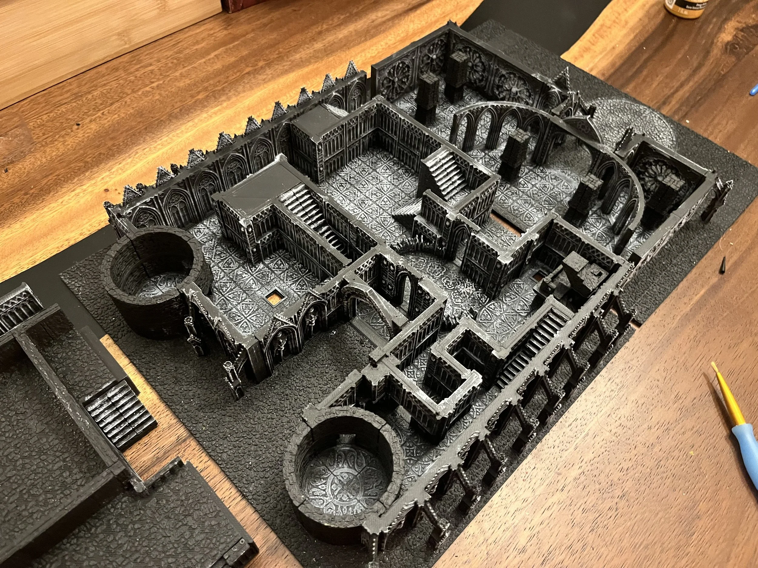 3D-printed Gothic cathedral terrain piece used for Triangle QuestHouse D&D dungeon battles
