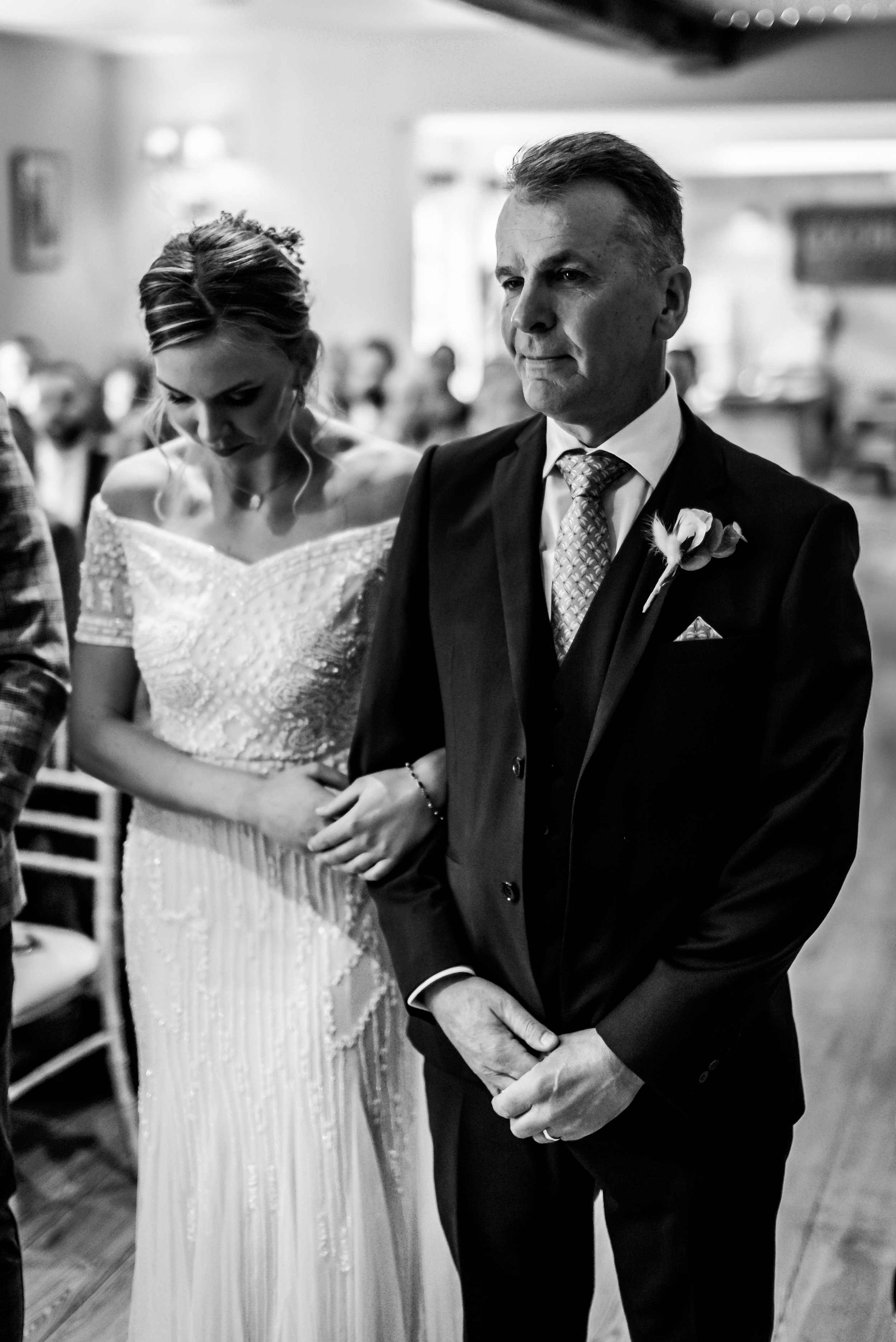 Bristol wedding photographer captures the moment a bride and her father arrive at top of aisle