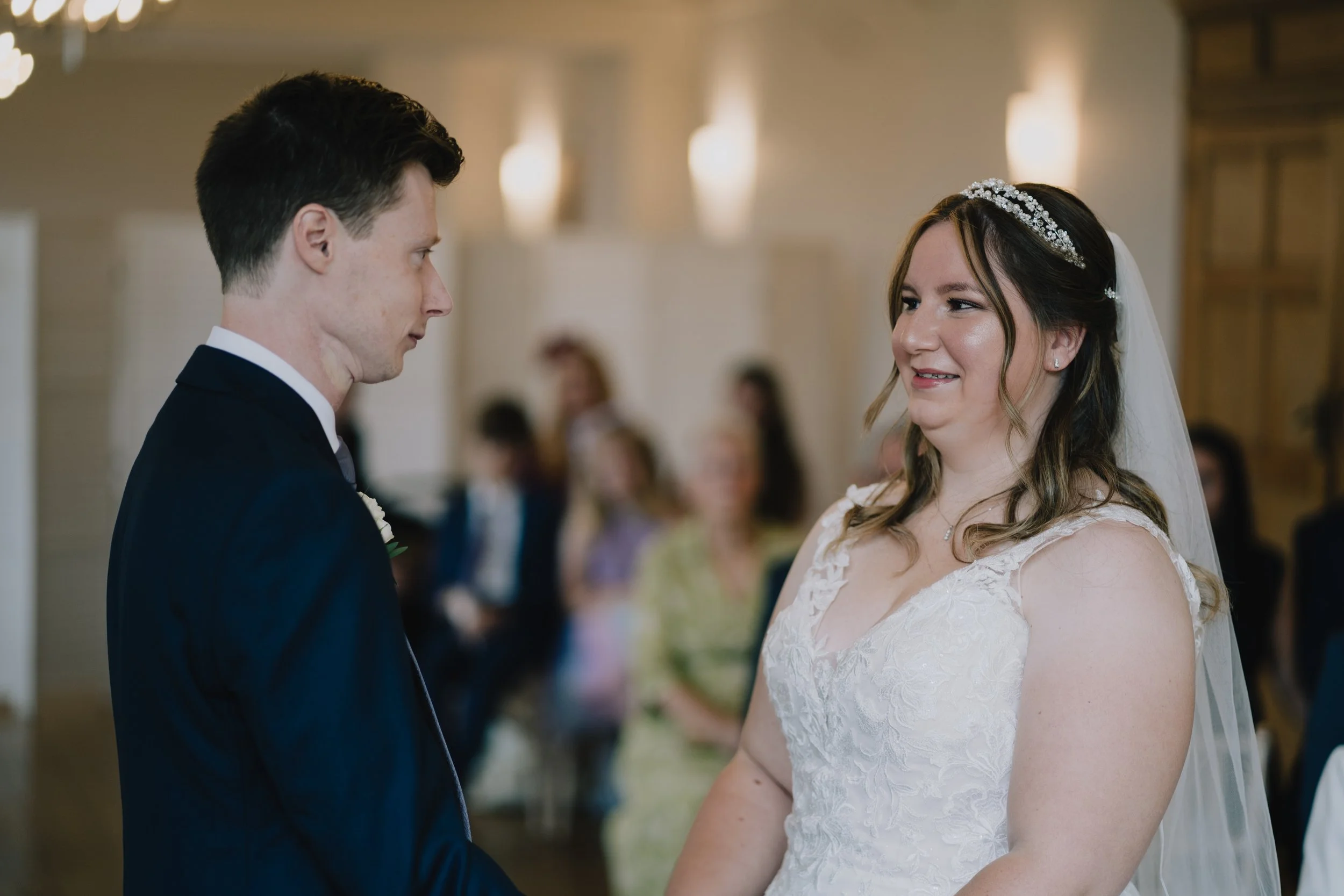 Bride and Groom during ceremony ready to get married at Coombe Lodge near Bristol