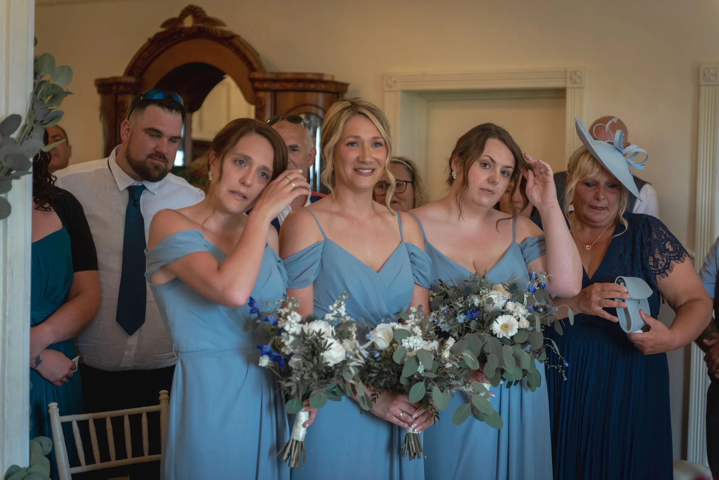 Bridesmaids sheedding a tear at a same sex wedding at Berwick Lodge