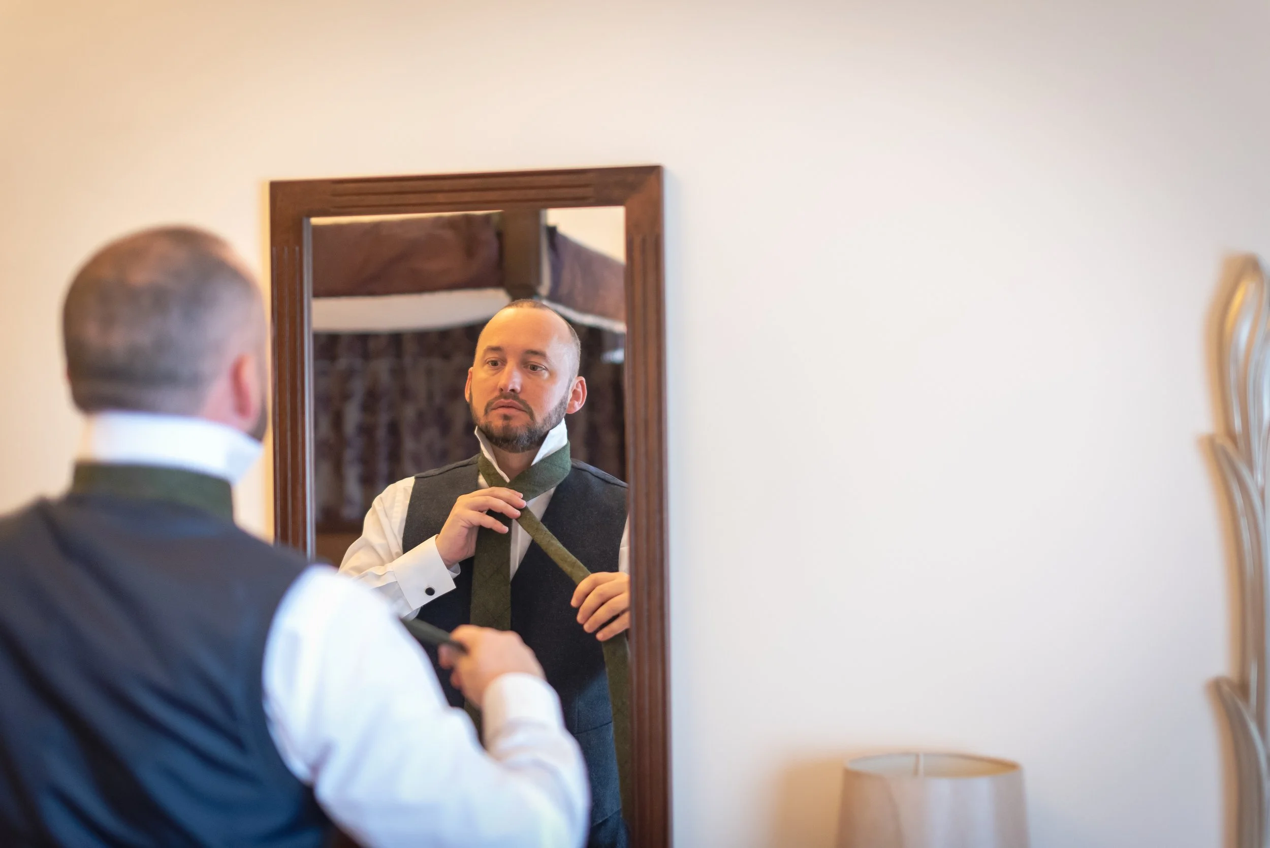 Groom getting ready at Batch Country House preparing for his wedding