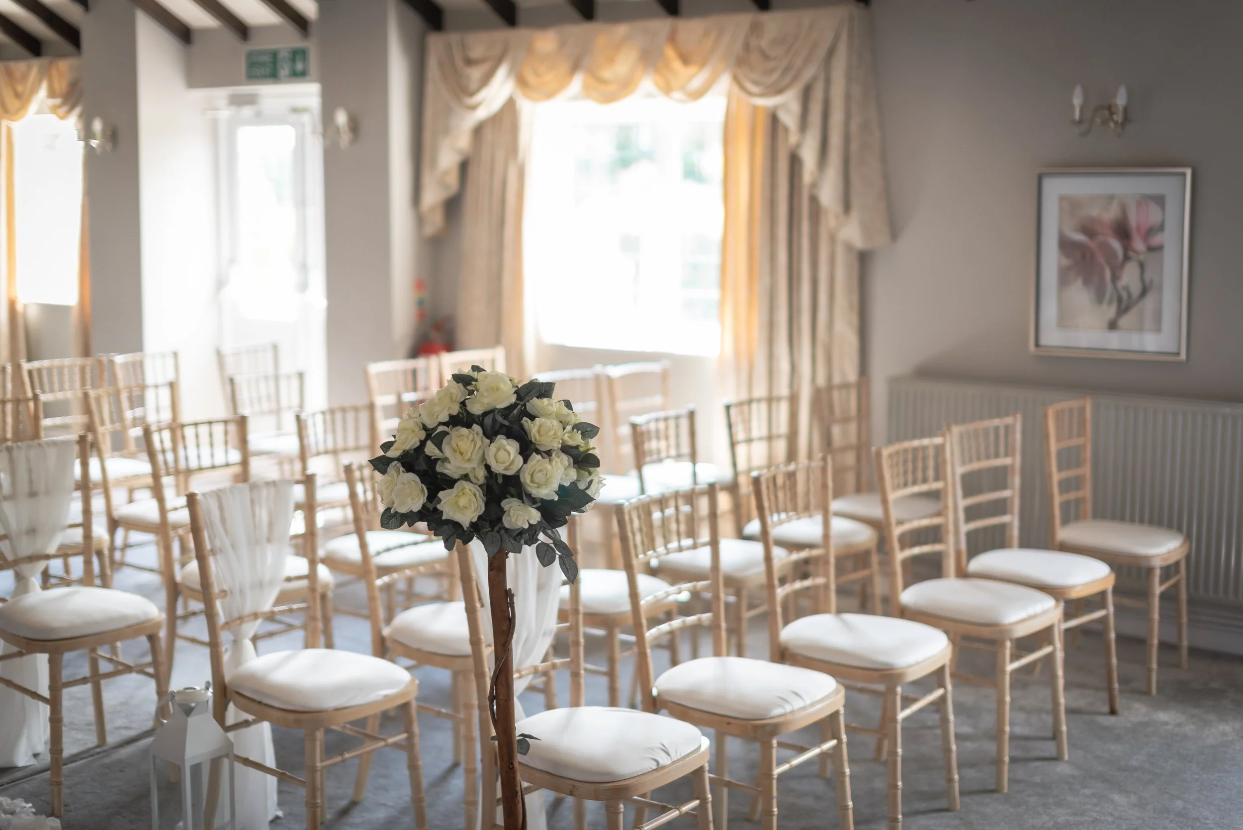 Ceremony set up before guests arrive of Batch Country House