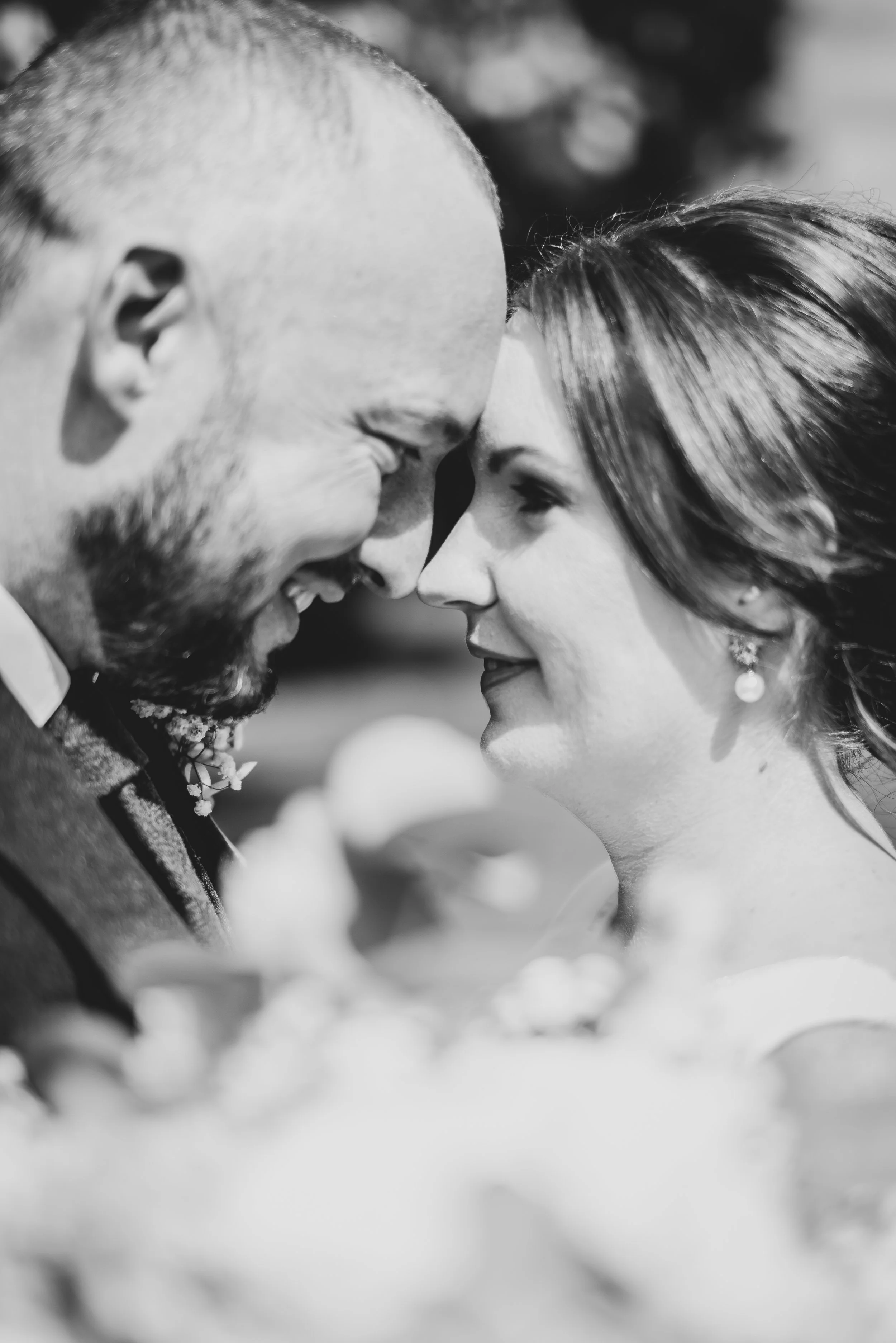 Bride and Groom gazing in each others eyes at Batch Country House
