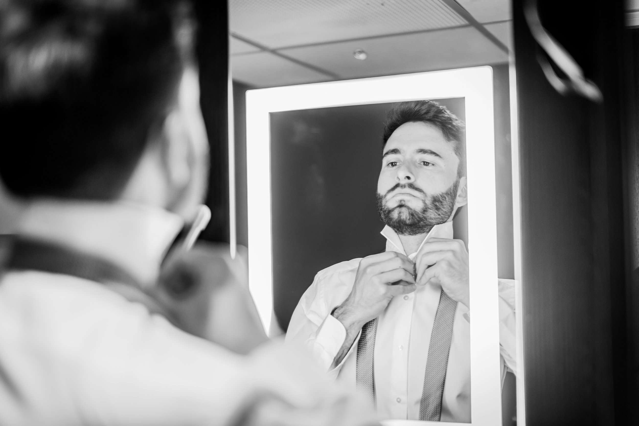 The groom getting ready on his wedding day - Picture taking by Bristol Wedding Photographer - Mike Greenhill