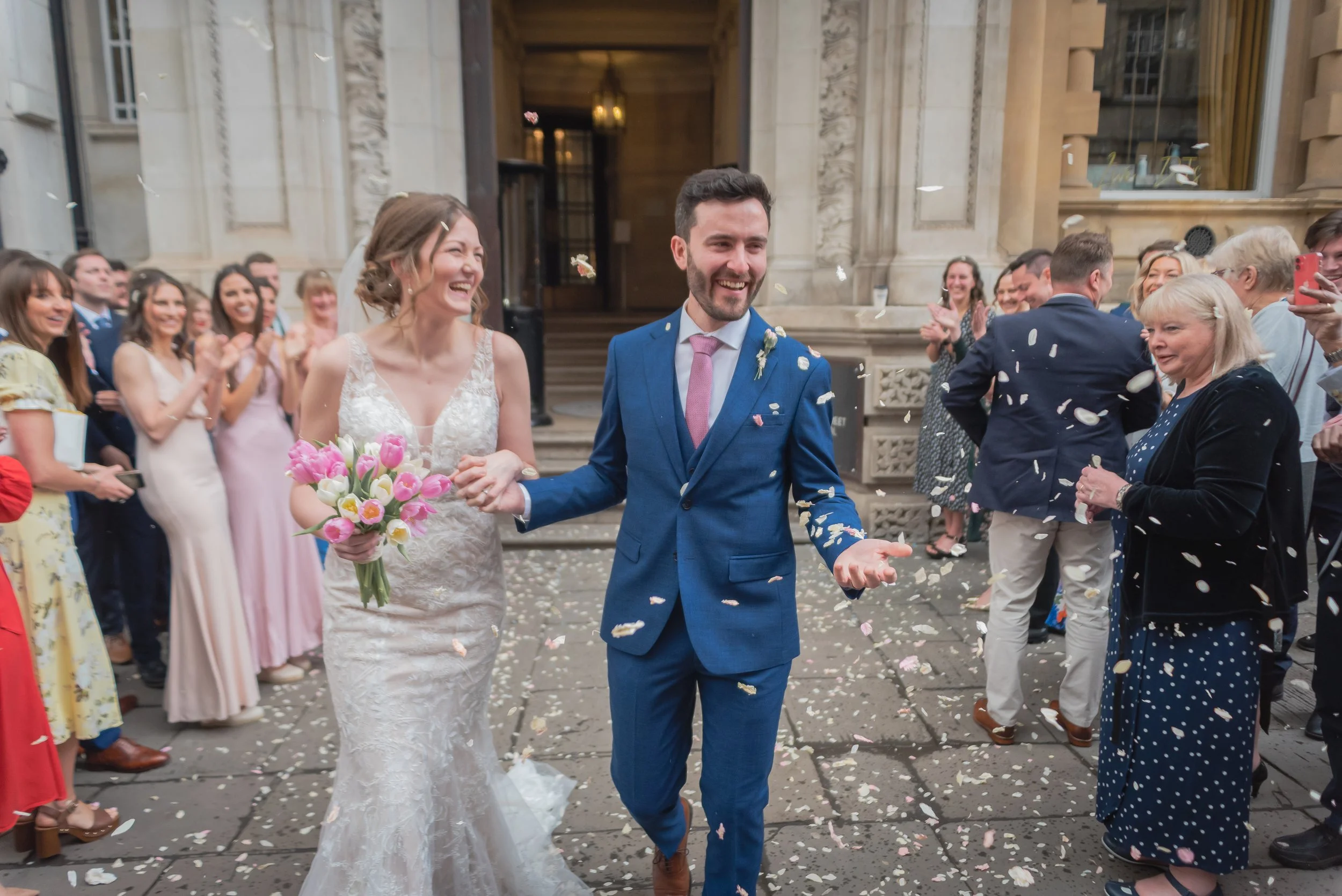 Confetti for the bride and groom after getting married at Bristol Harbour Hotel