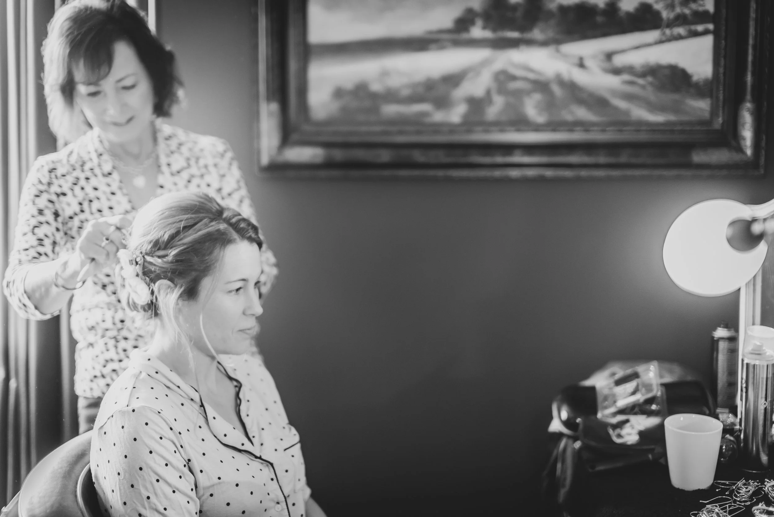 Bride with her mum in hotel room at Avon Gorge Hotel