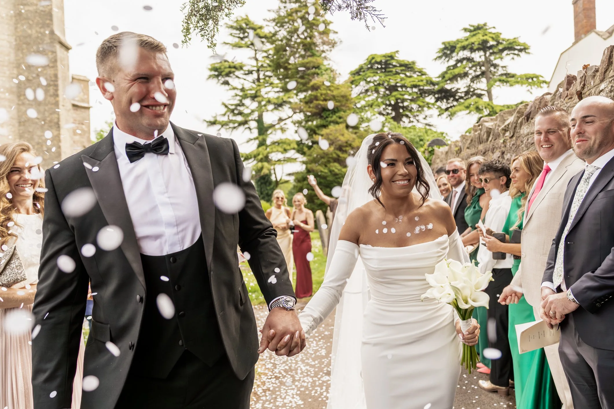 Confetti for bride and groom at Bristol church