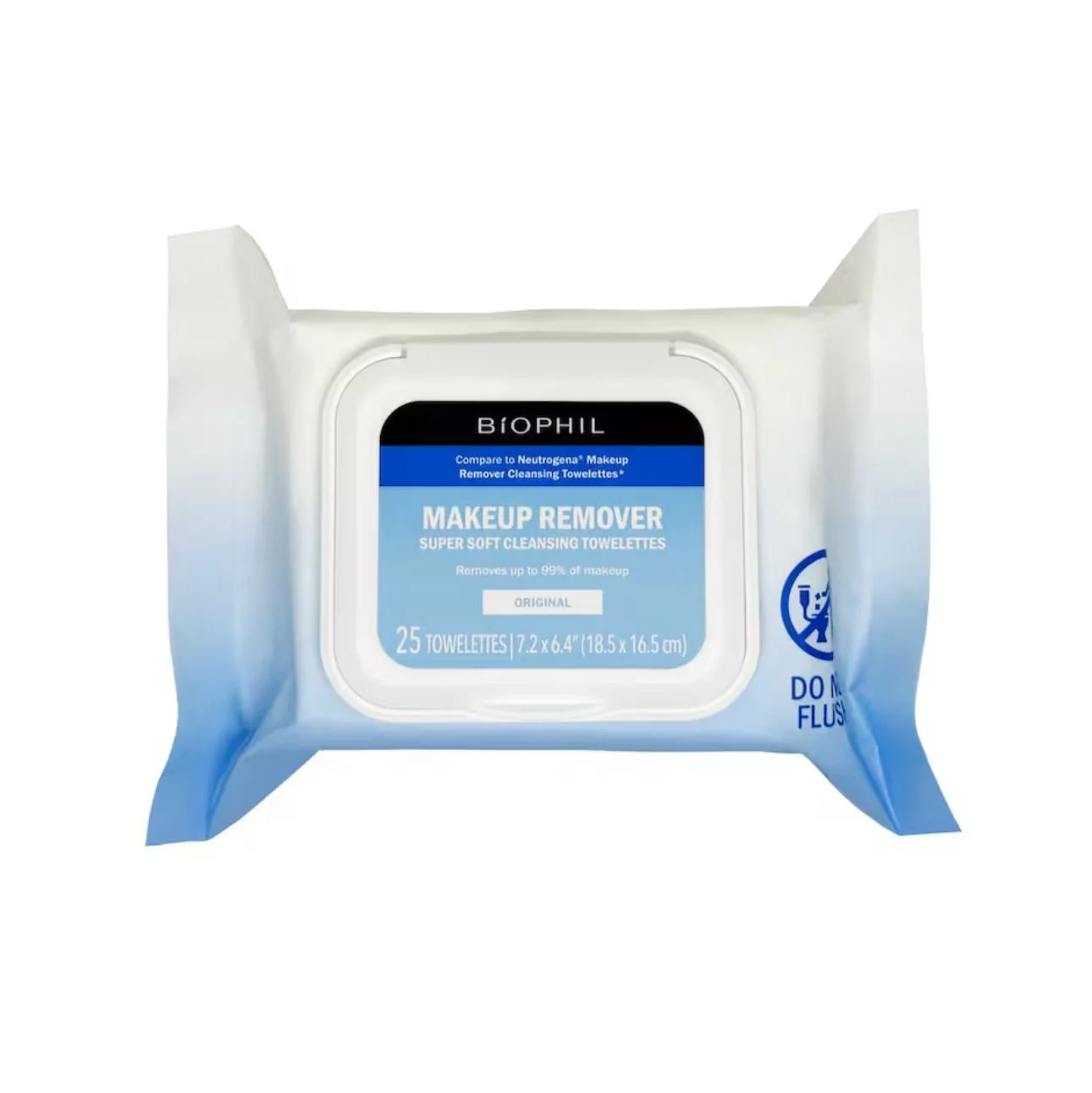 Toallitas desmaquillantes supersuaves Biophil, paquete de 25 unidades