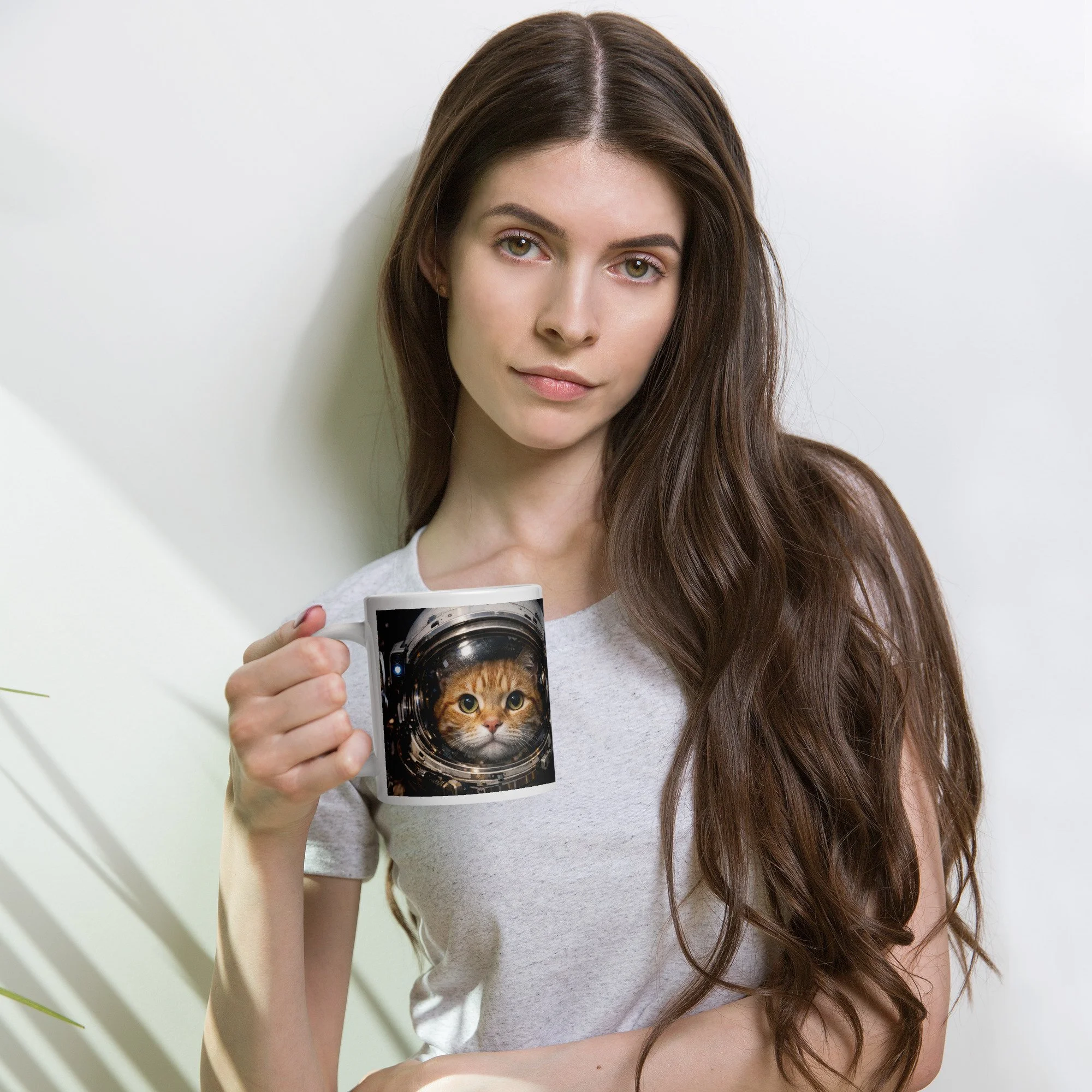 Astro Cat White glossy mug