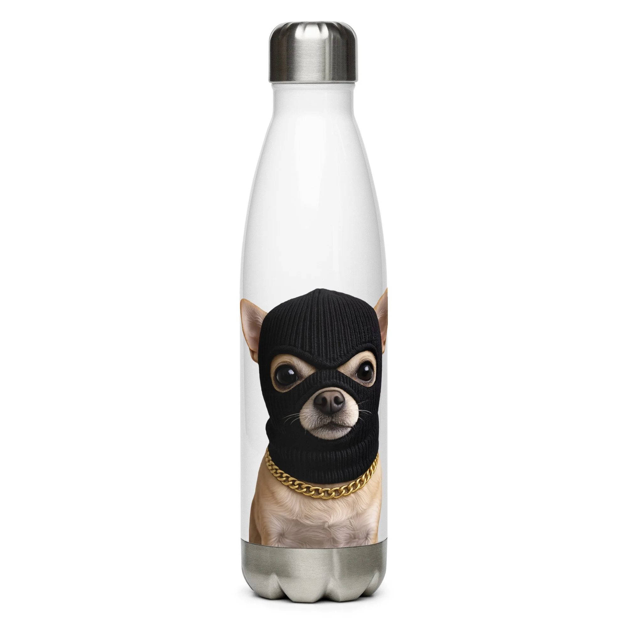 Ski Mask Dog Stainless steel water bottle