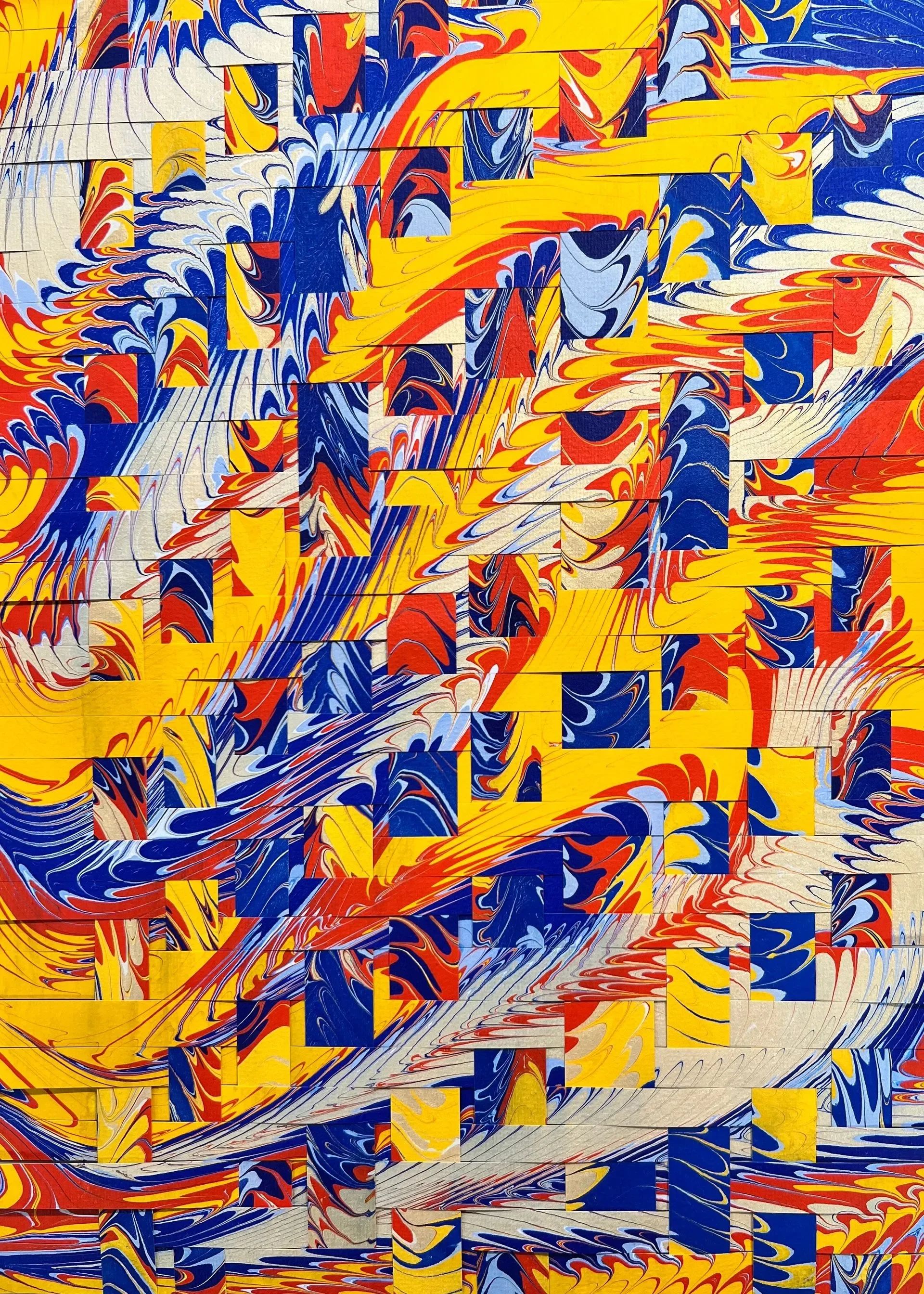 "Breaching" – Woven handmade marbled paper (16 x 20 in.)