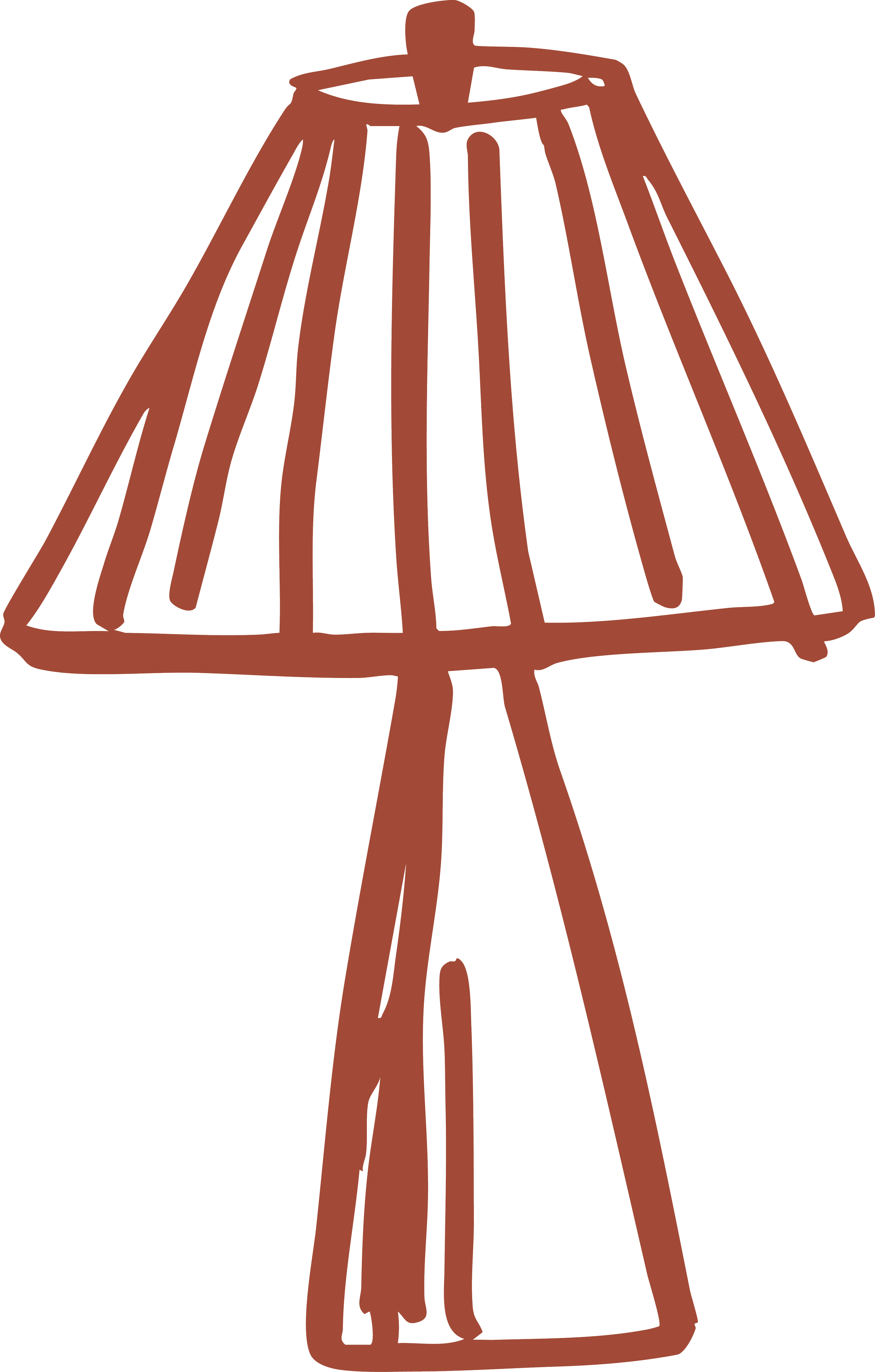 Brown outline drawing of a lamp.