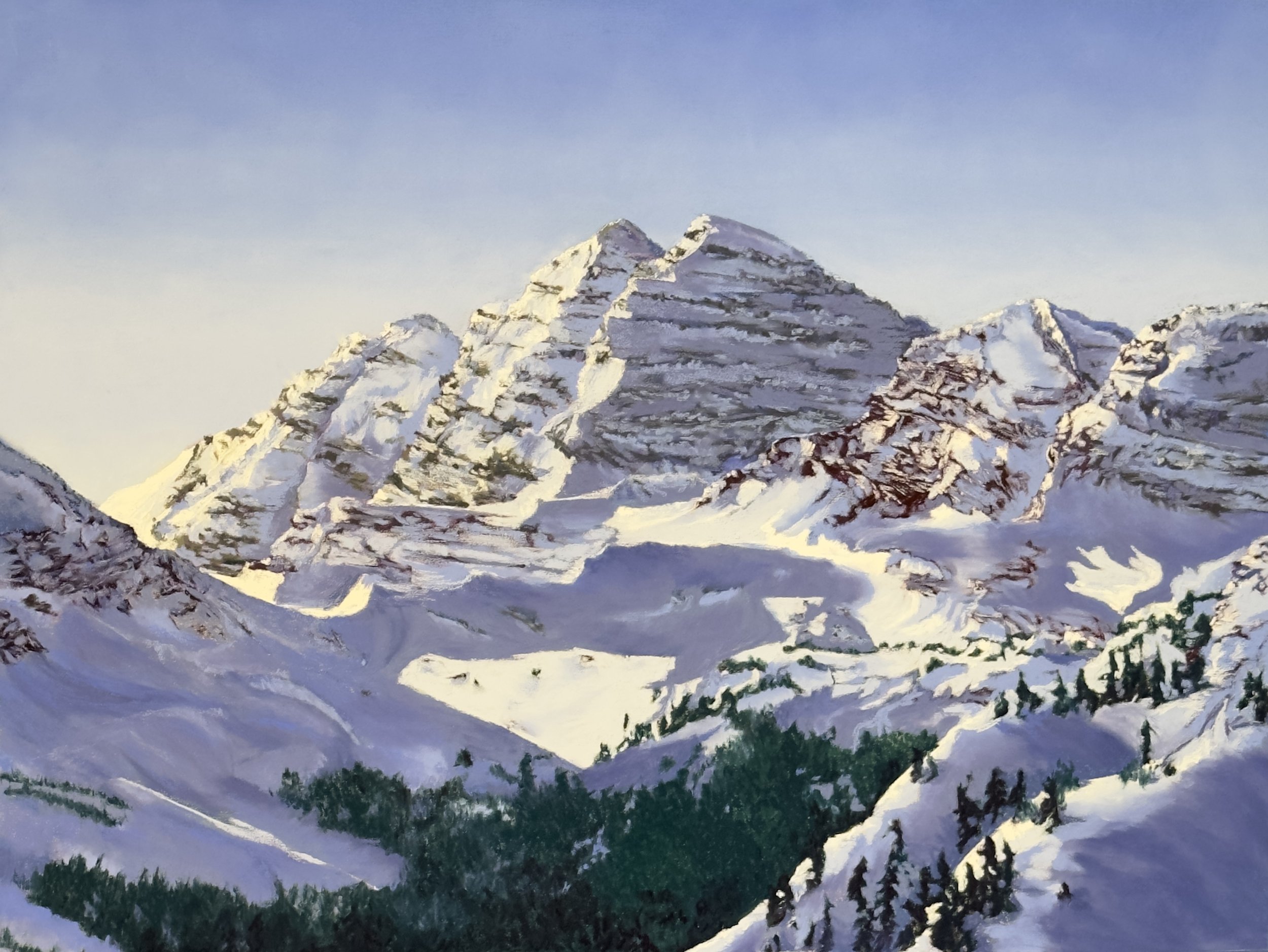Morning Light on Maroon Bells, 18" x 24"