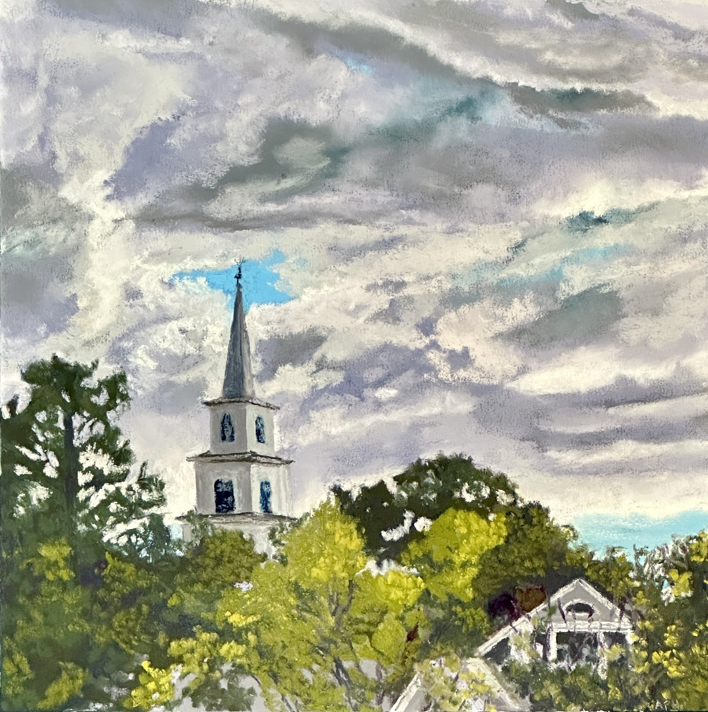 Clearing Storm over Congressional Church, 9" x 9"