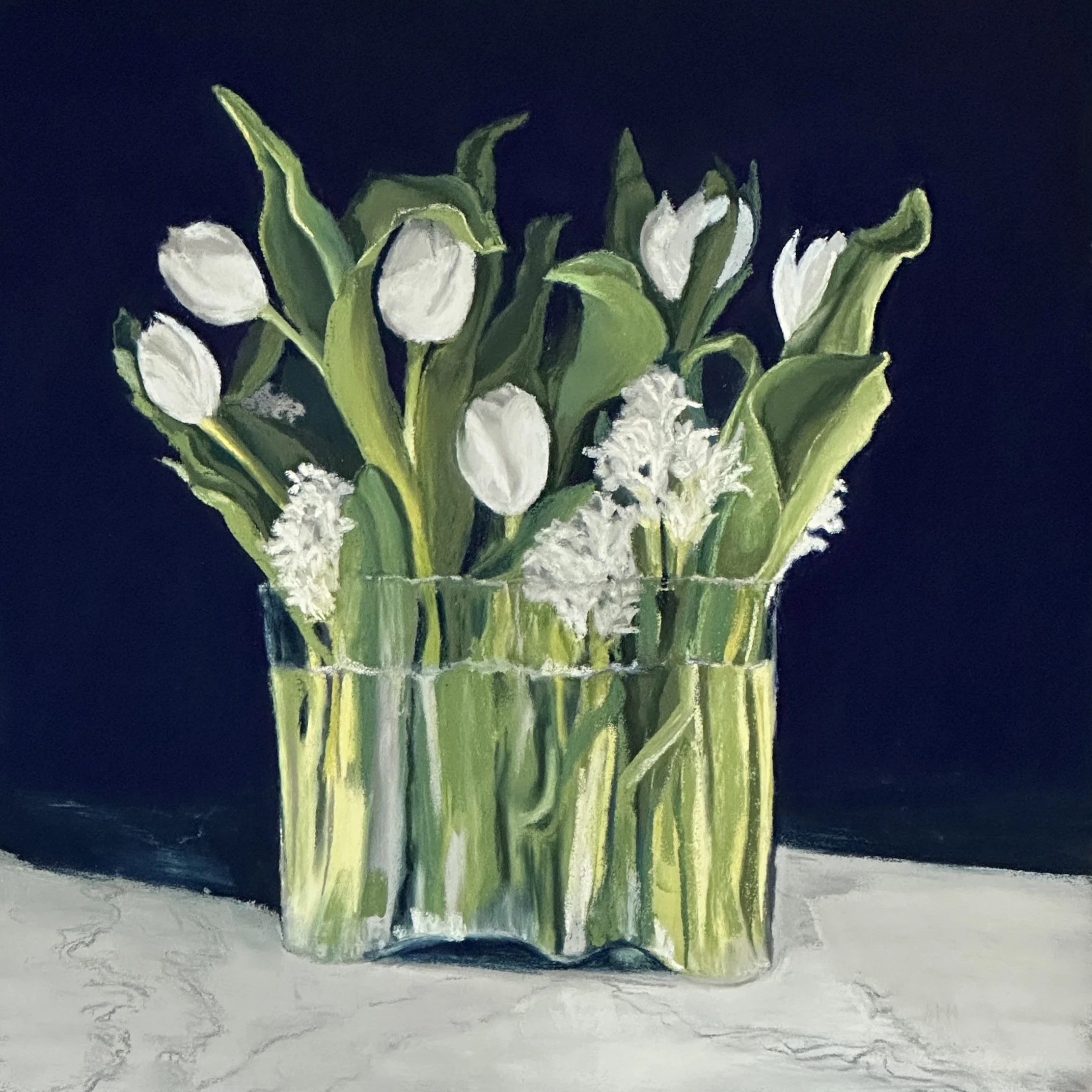 Night Tulips, 12" x 12"