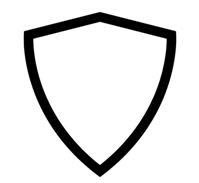 Outline of a shield in black and white.
