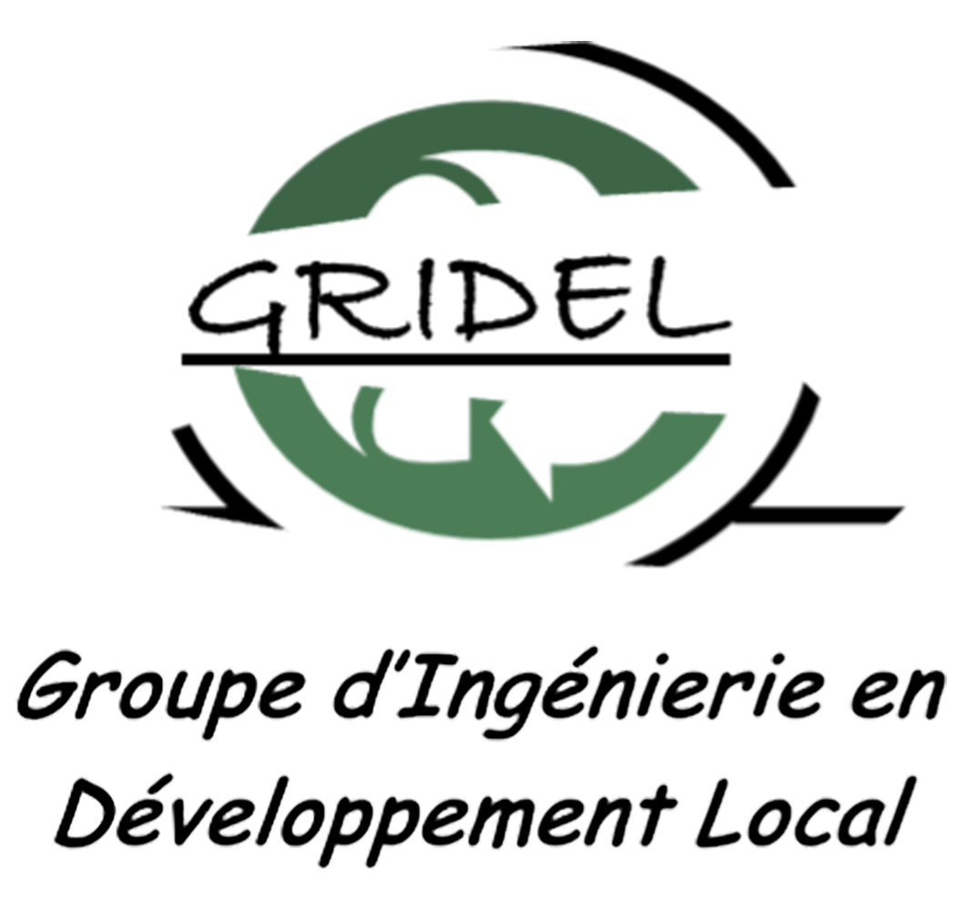Logo with green gear and city skyline icon, plus French text 'Groupe d'Ingénierie en Développement Local'