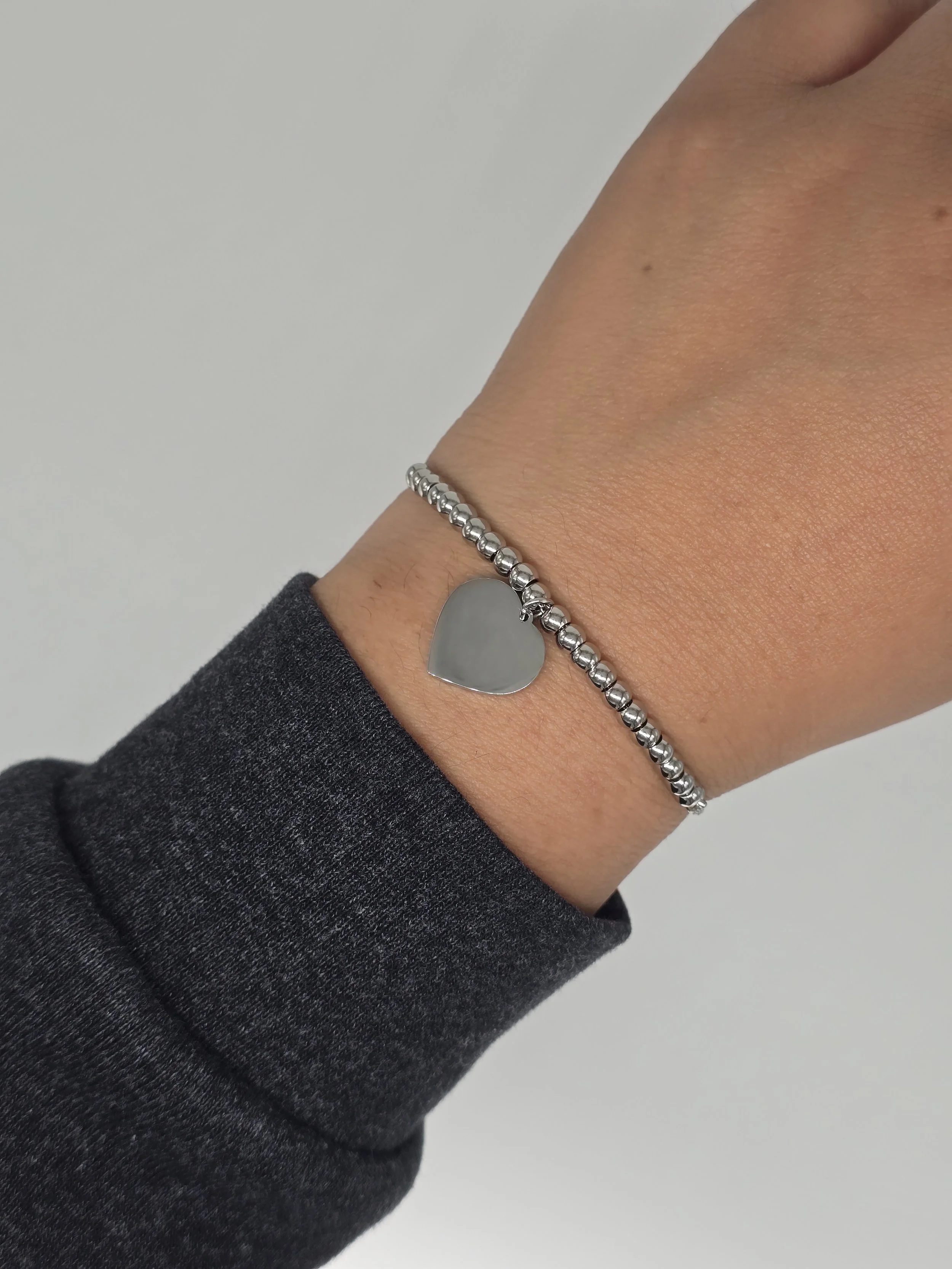 18K Gold PVD Stainless Steel Adjustable Heart Beaded Bracelet_SILVERjpg.jpg
