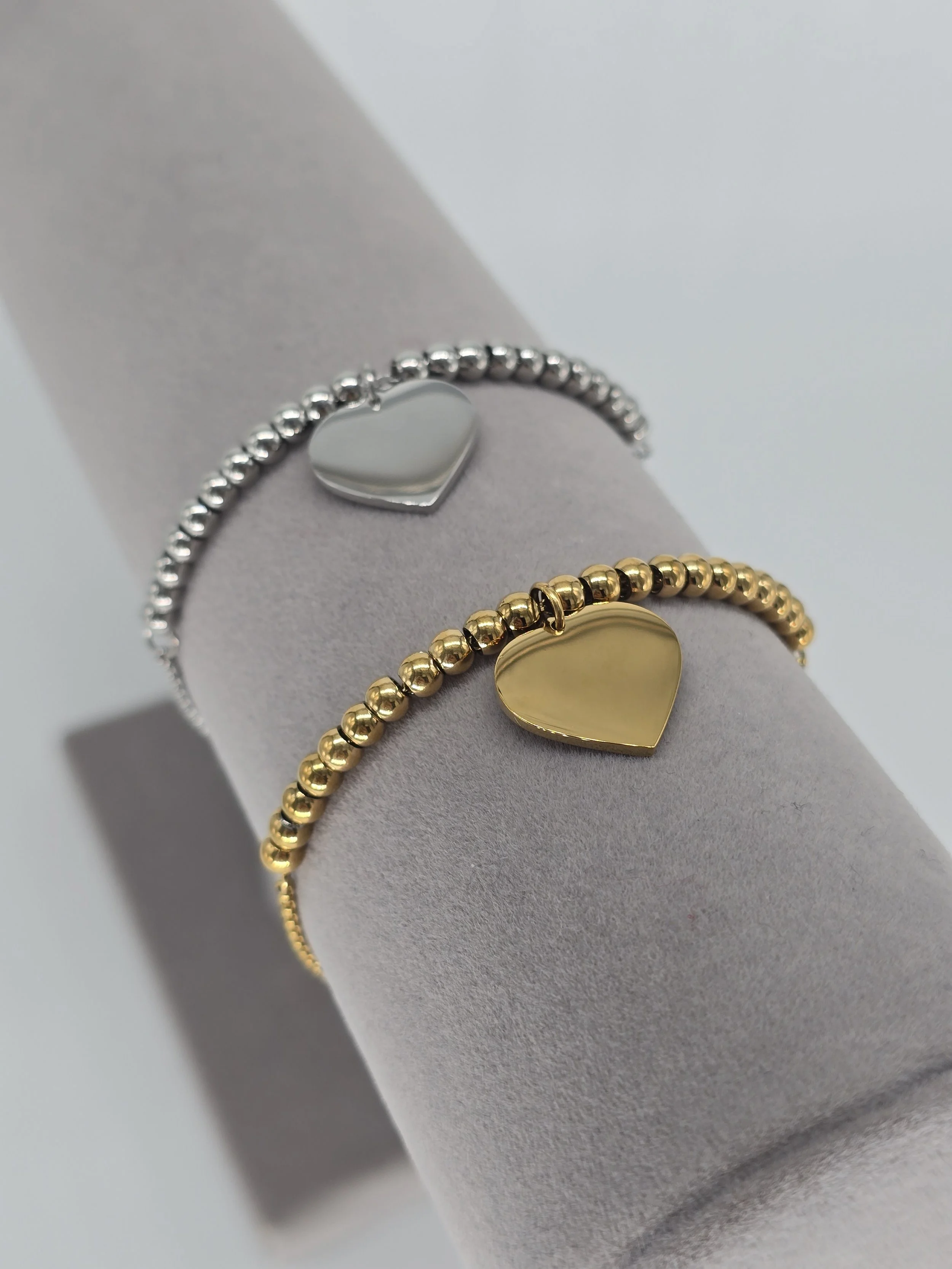 18K Gold PVD Stainless Steel Adjustable Heart Beaded Bracelet_1.jpg