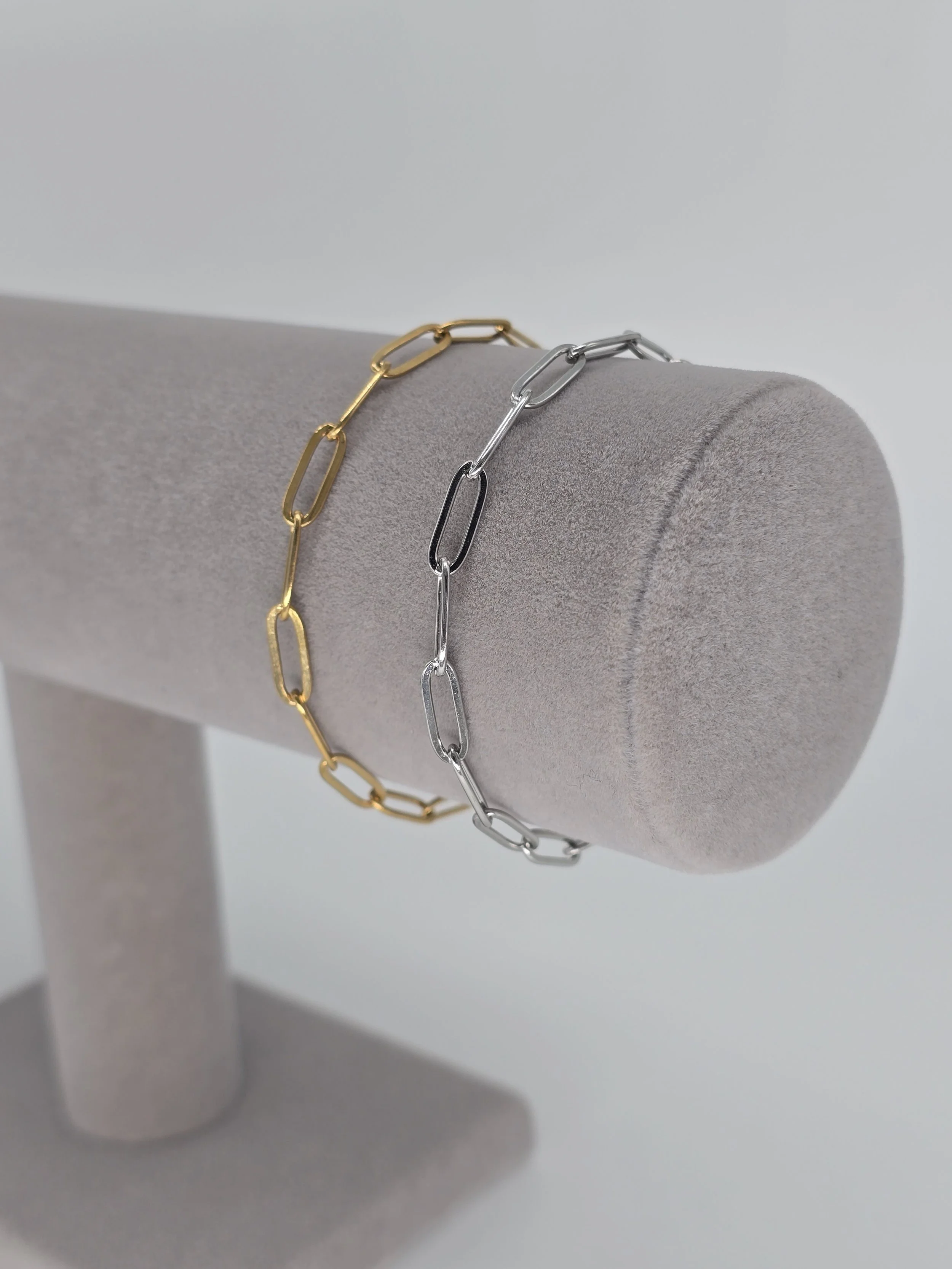18K Gold PVD Stainless Steel Paperclip Chain Bracelet .jpg