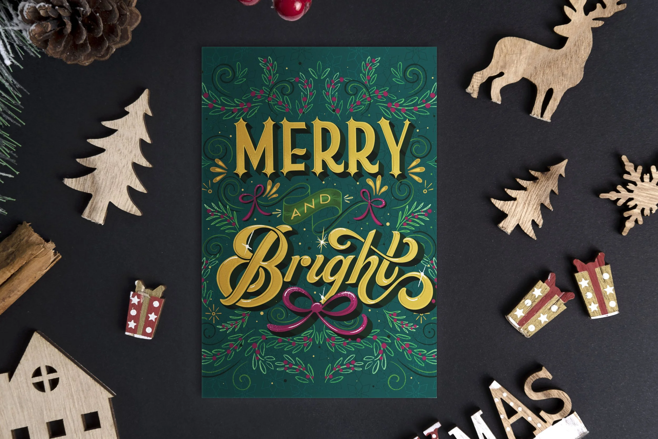 Merry & Bright - Christmas / Holiday Card
