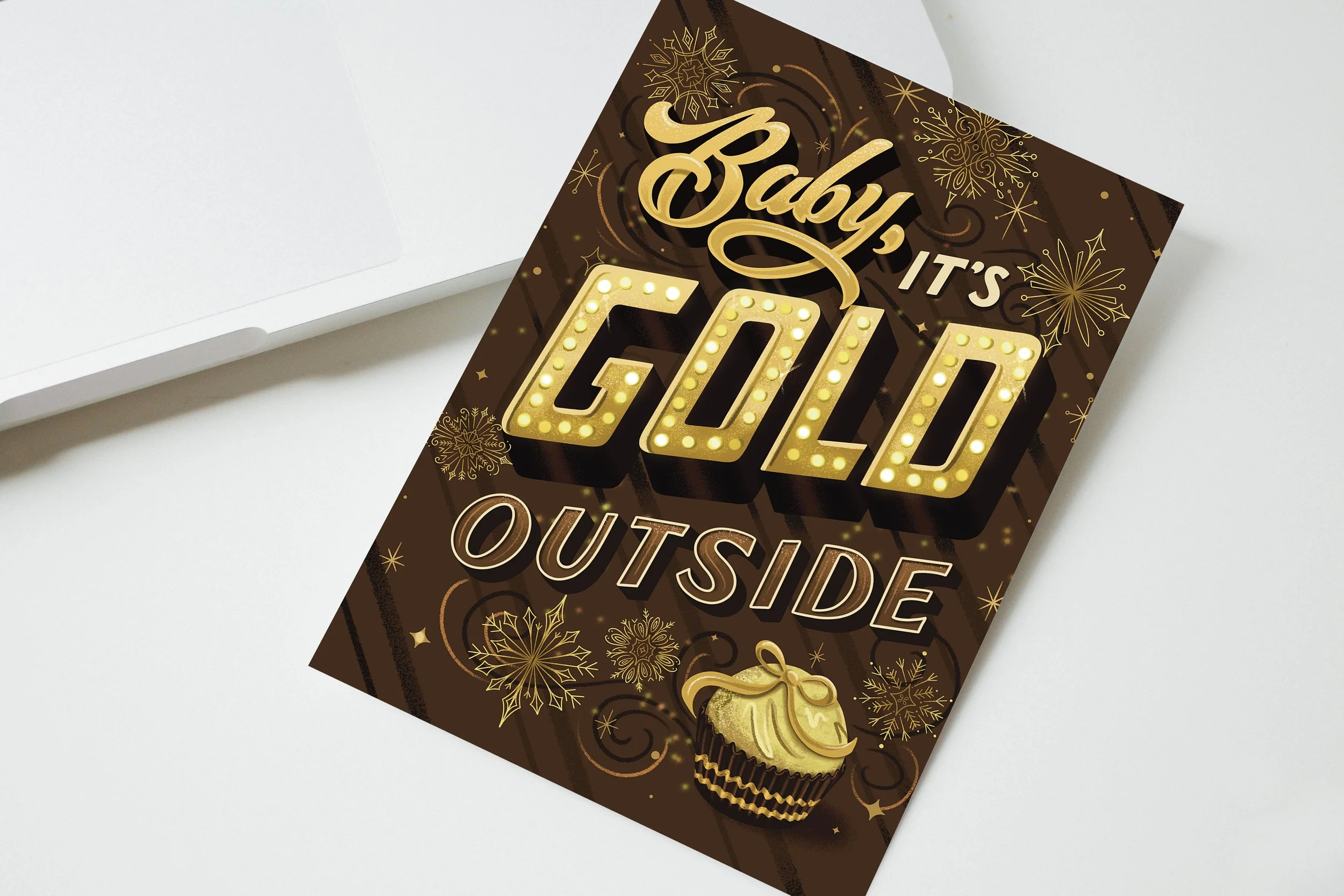 Baby It's Gold Outside Ferrero Rocher Christmas Card