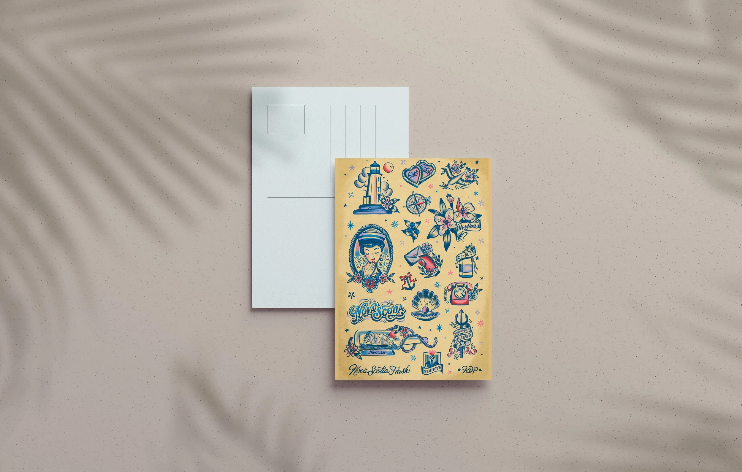 Nova Scotia Tattoo Flash Postcard