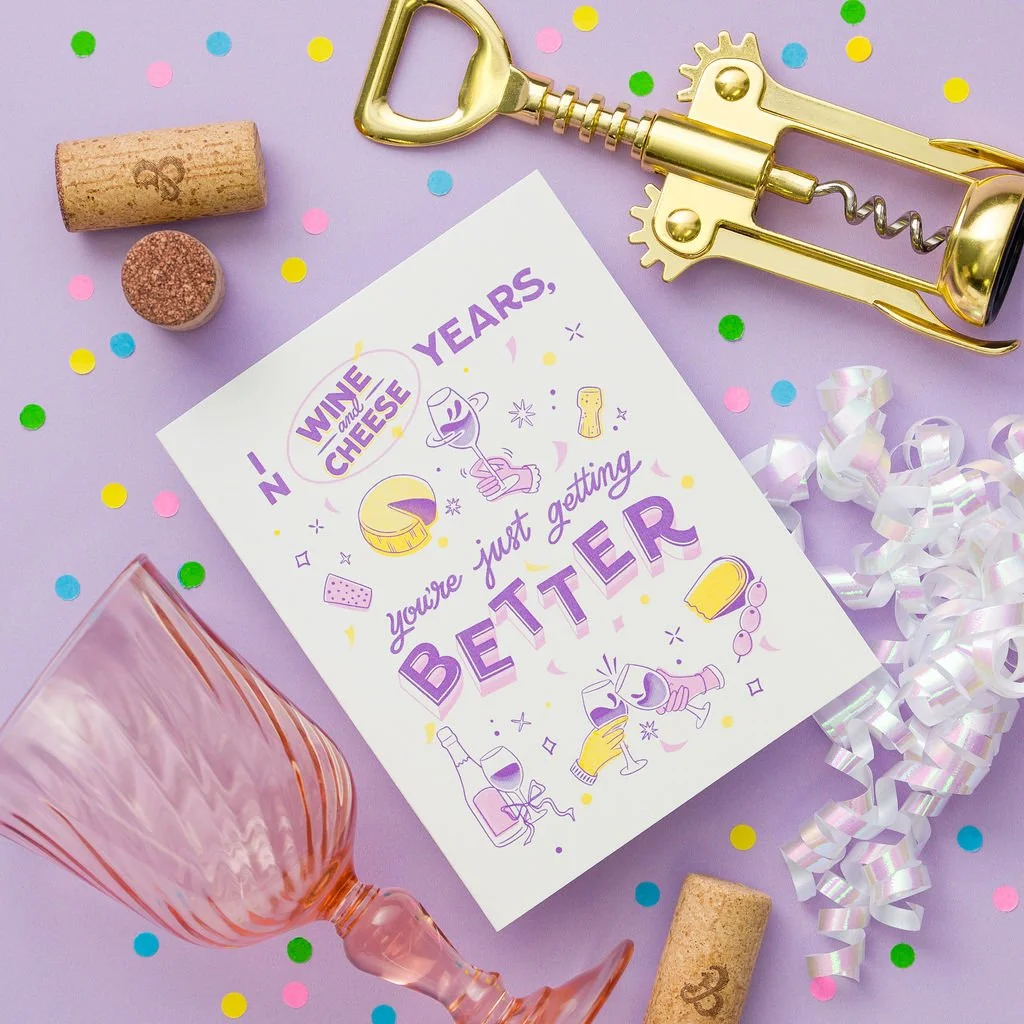 Wine and Cheese Birthday - Greeting Card