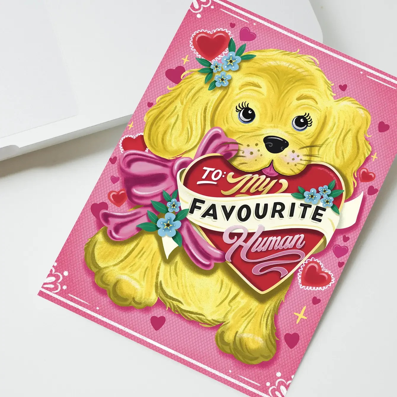 To My Favourite Human - Vintage Puppy Dog Greeting Card