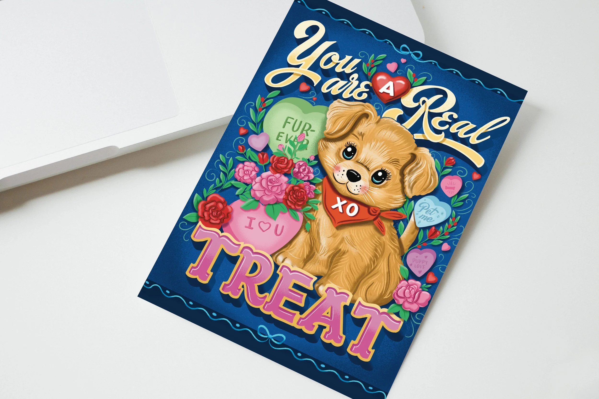 You Are a Real Treat - Vintage Puppy Greeting Card
