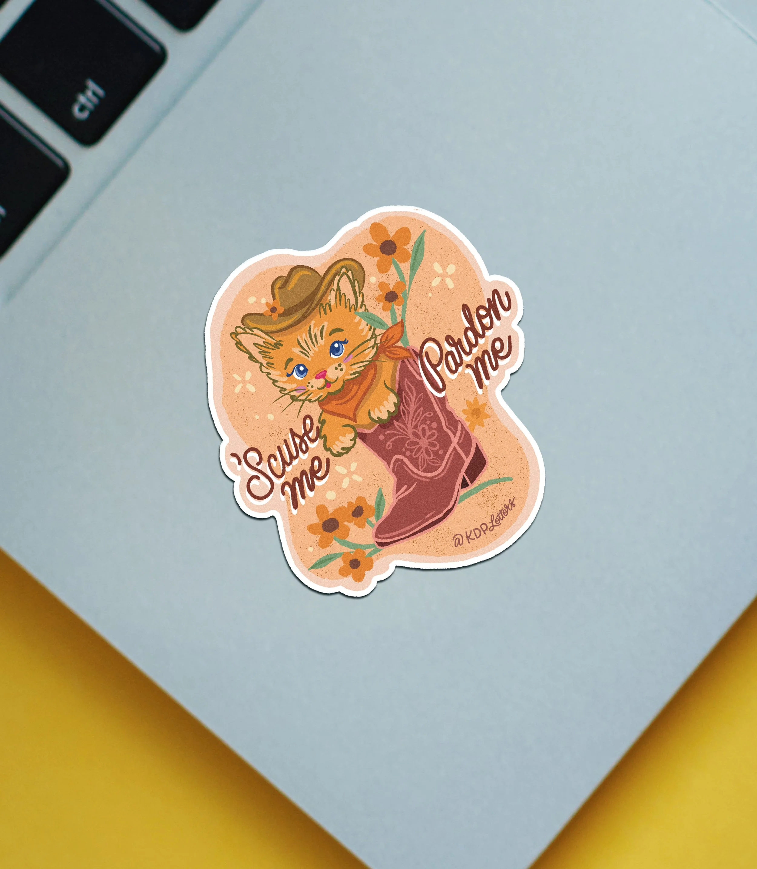 Pardon Me Cowboy Kitten Vinyl Sticker