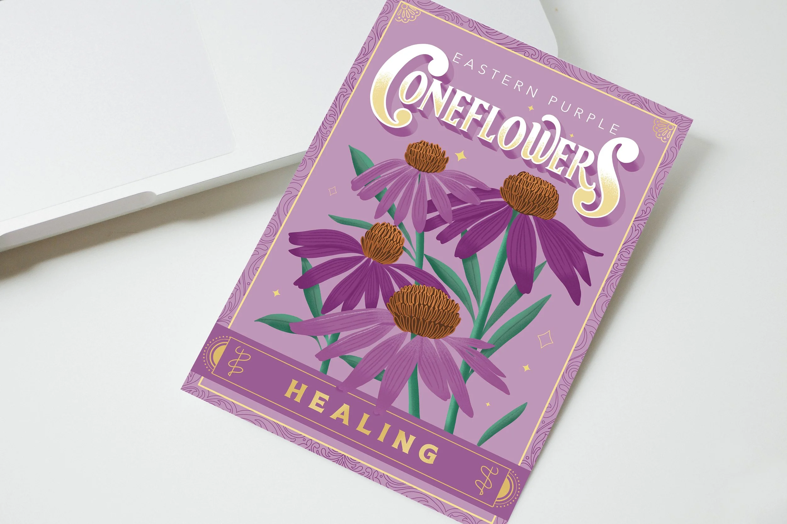 Purple Coneflowers (Healing) - Sympathy Greeting Card