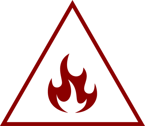 Triangle with flame in the center symbol.