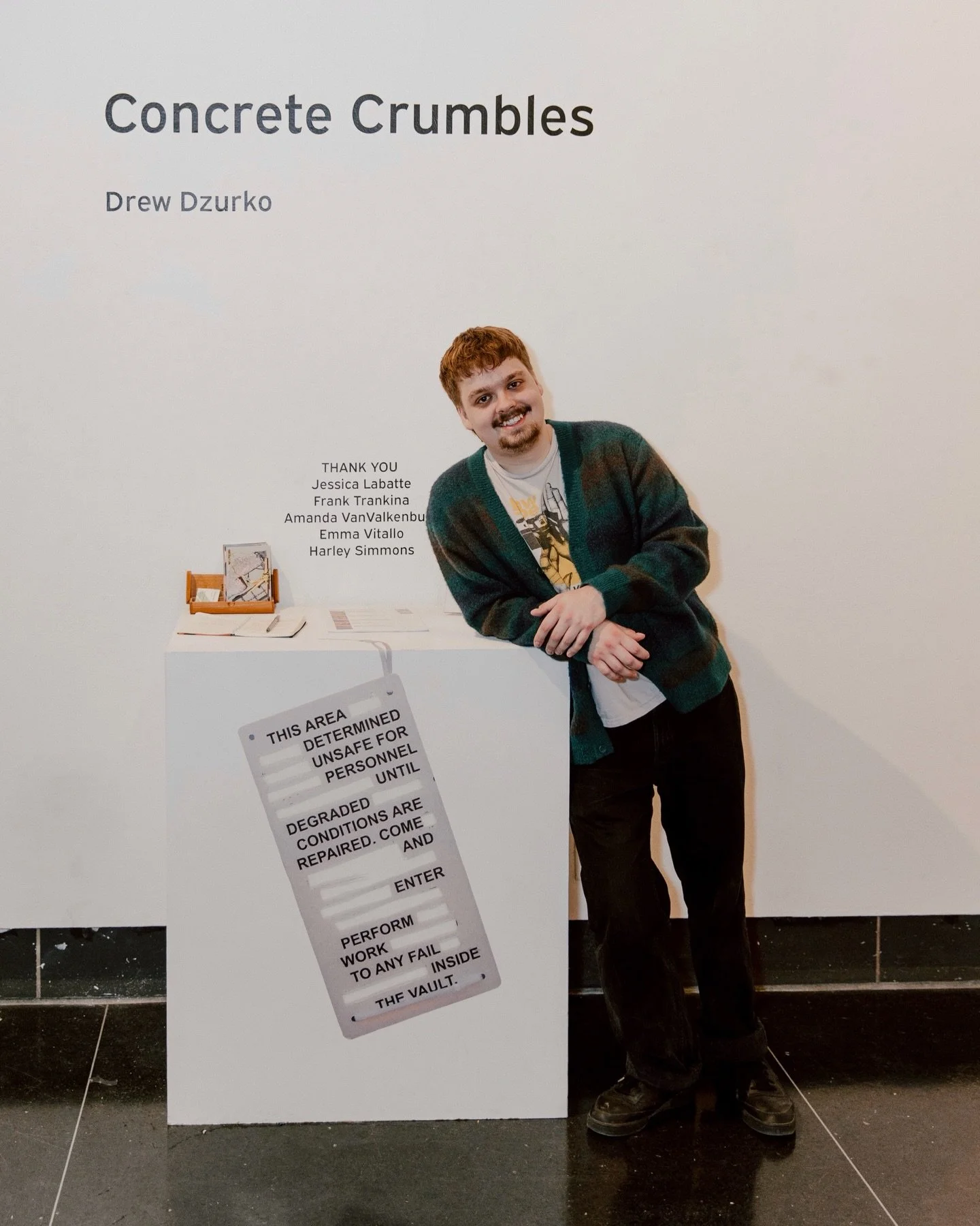 Congratulations to our very own @drewmichaeldzurko on his MFA Thesis Exhibition, 𝘊𝘰𝘯𝘤𝘳𝘦𝘵𝘦 𝘊𝘳𝘶𝘮𝘣𝘭𝘦𝘴 🧱🚧 

As your partner it has been such a joy to watch you grow and succeed at all that you put your mind + heart to. This show is a tr