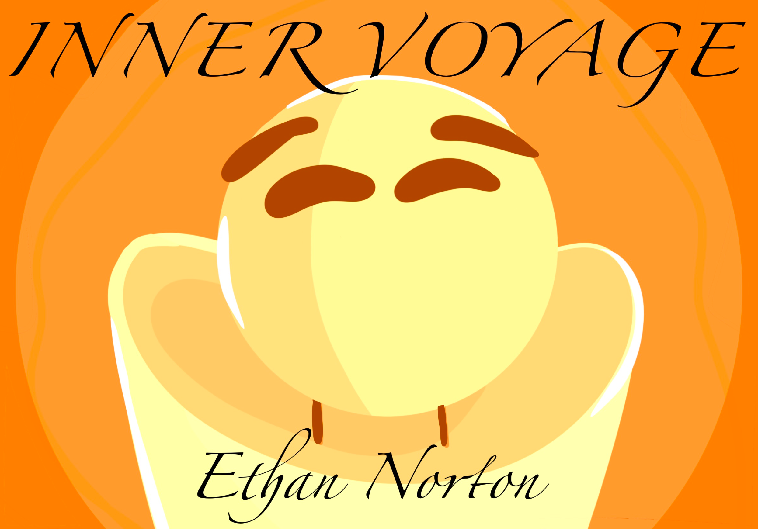 Illustration of an anthropomorphized sphere with a smiling face and eyebrows, set against an orange background. Text at the top reads "Inner Voyage" and at the bottom, "Ethan Norton".