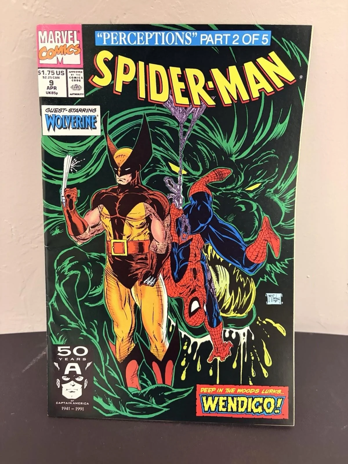 SPIDER-MAN #9 (Marvel Comics 1991) -- Todd McFarlane Wolverine