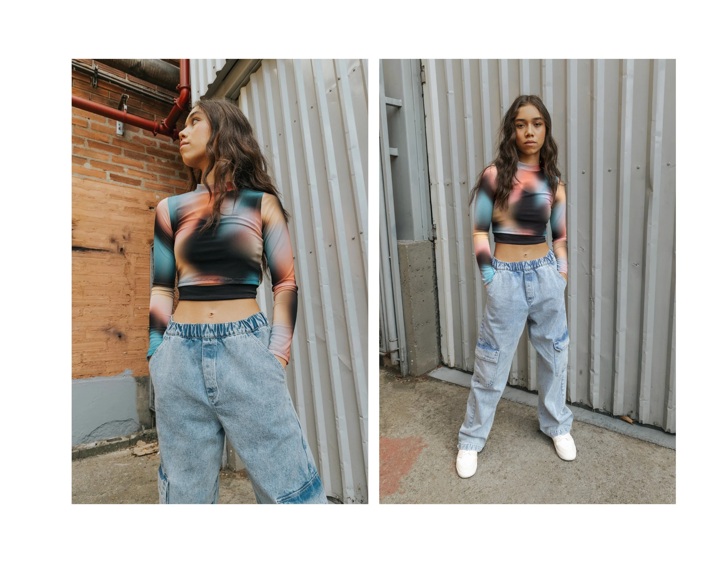 Digital Gradient Mesh Top Design, Aura Print Trend, Gen-Z Fashion Graphic.