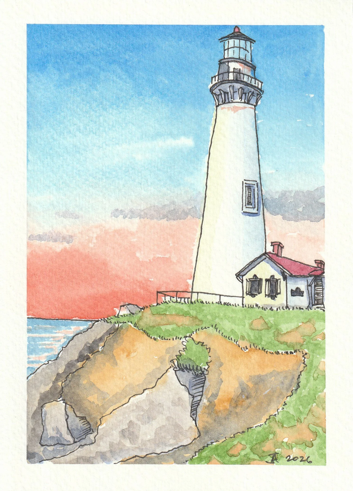 Sunset Lighthouse Watercolor Workshop