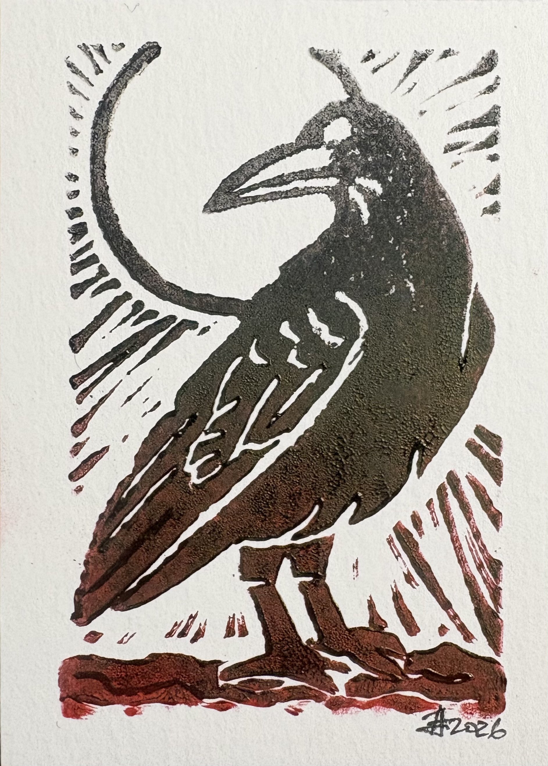 A Murder of One, Linocut Print