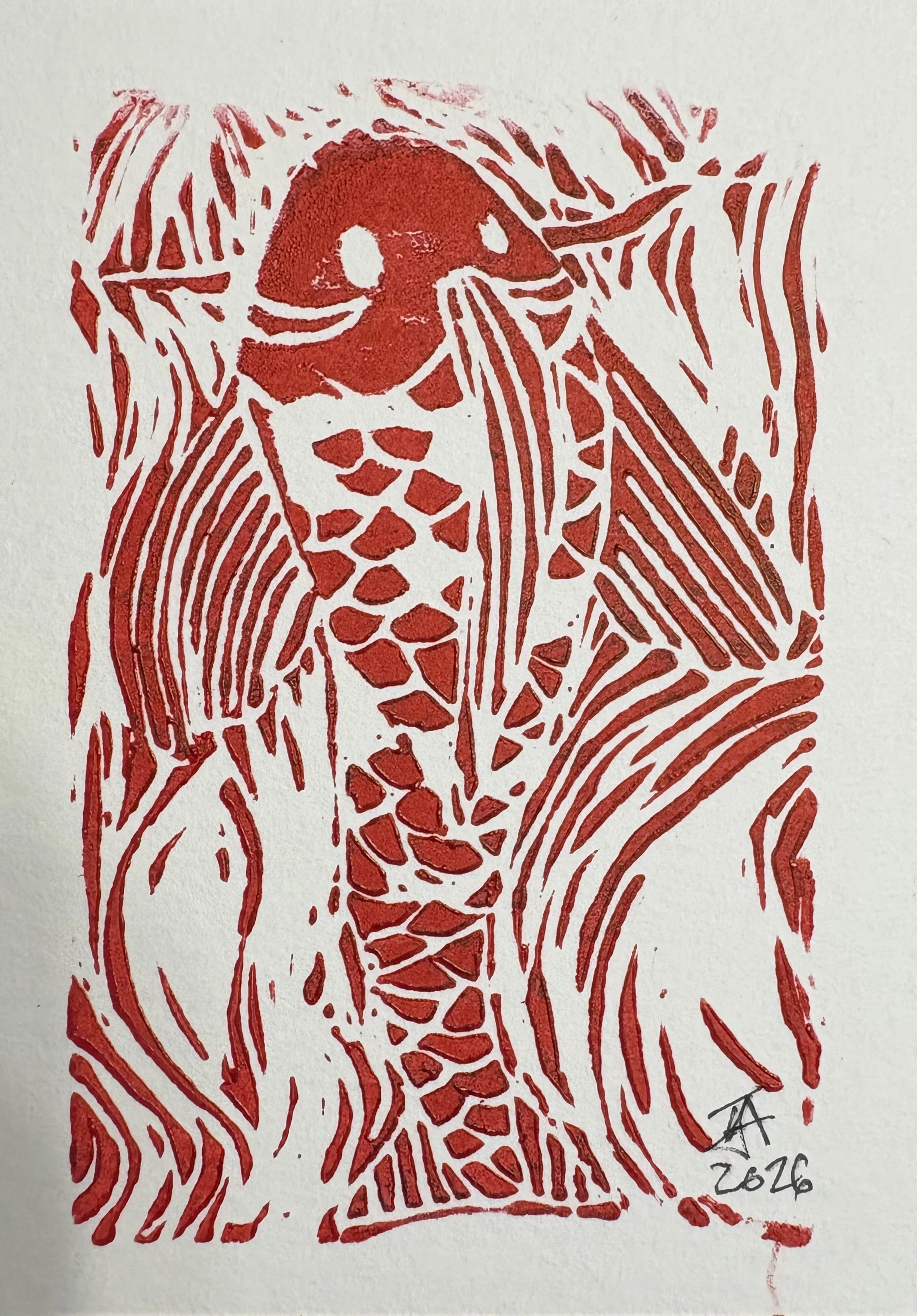 Koi, Linocut Print