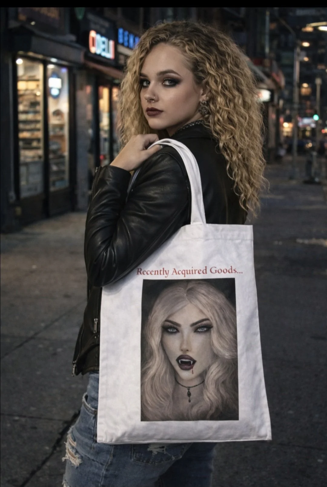 "Recently Acquired Goods" Tote Bag🖤🦇
