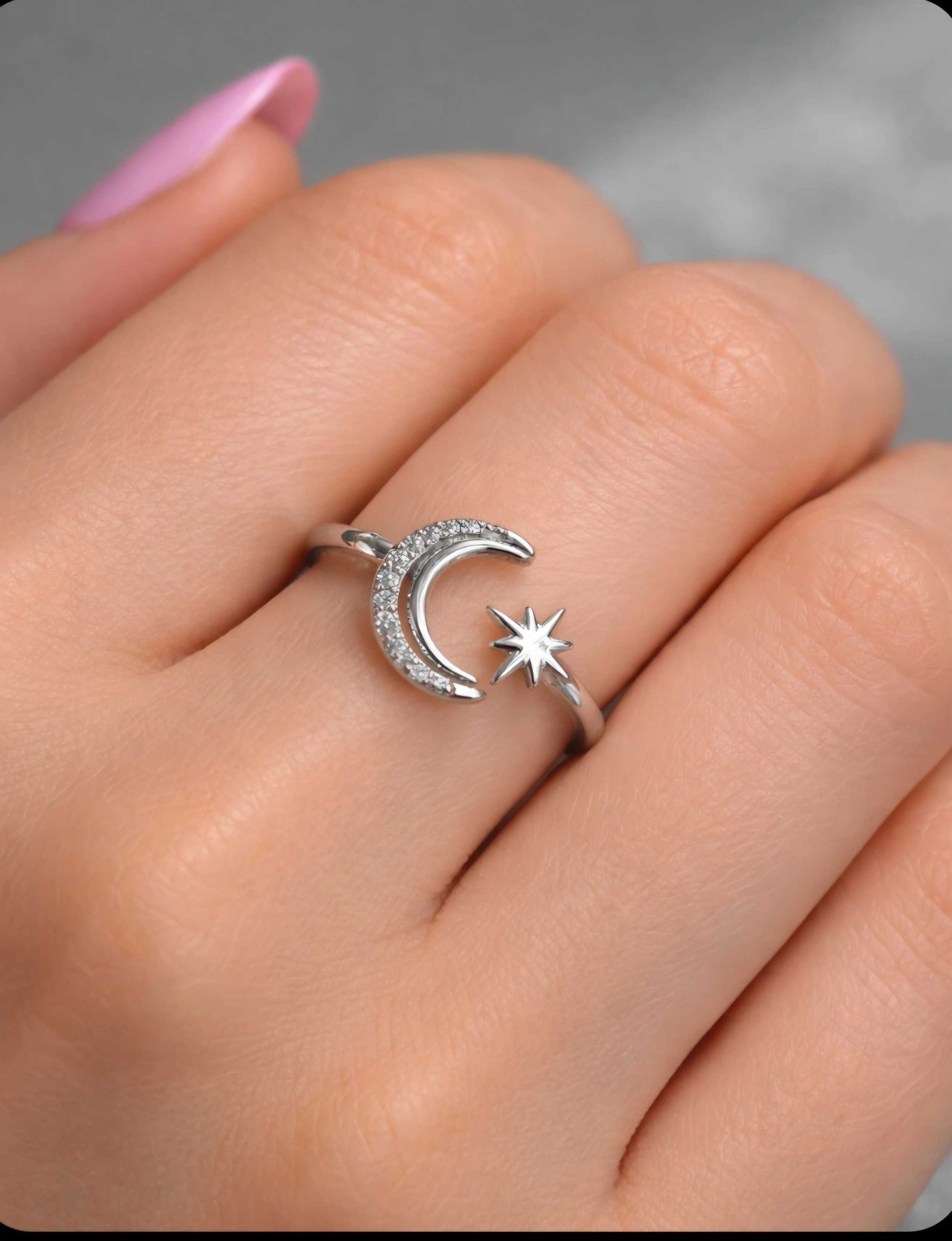 Celestial Crescent Moon & Star Ring ✨🌙