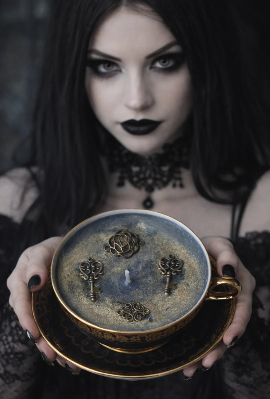 Gothic Porcelain Bavarian Teacup Candle 🖤✨