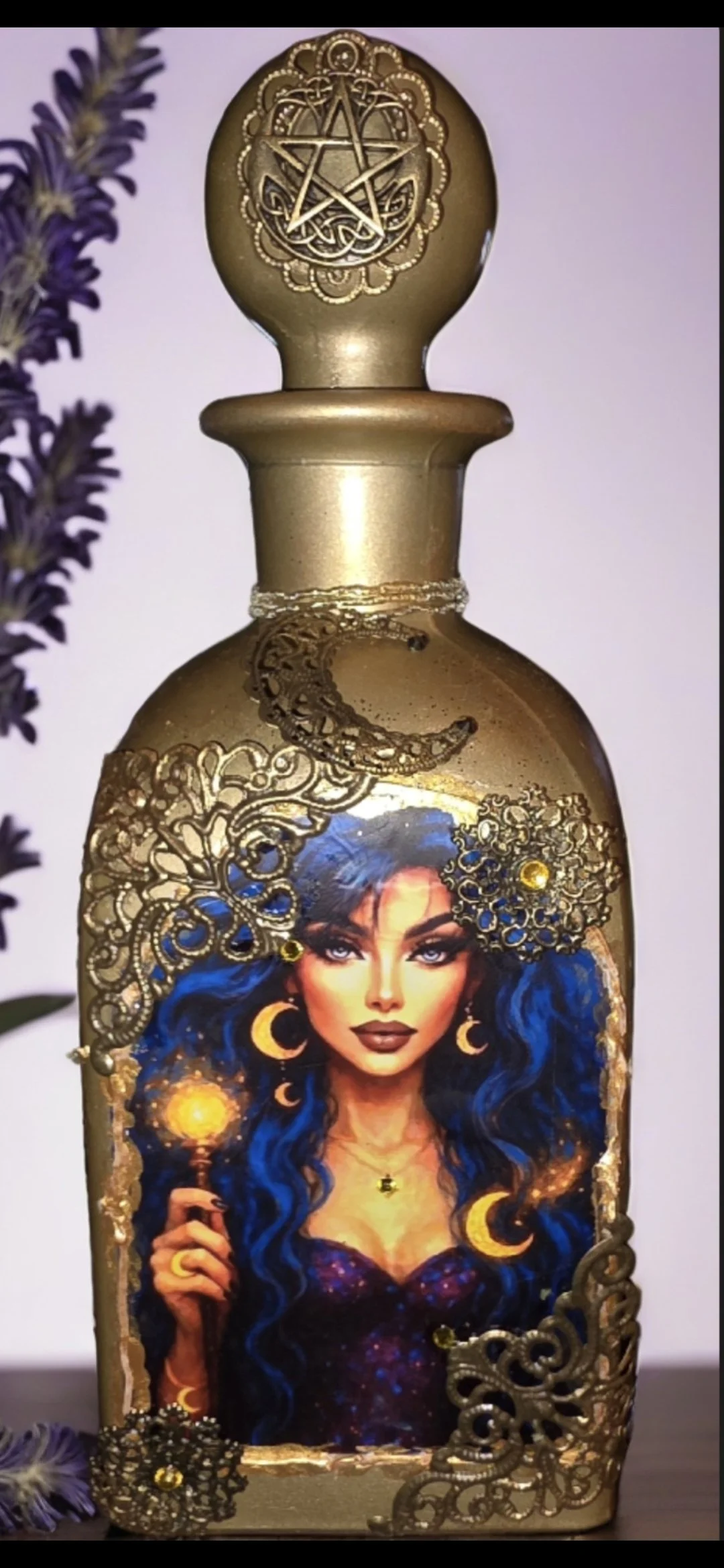 "Camille"-High Priestess of the Veil Art Bottle🌙