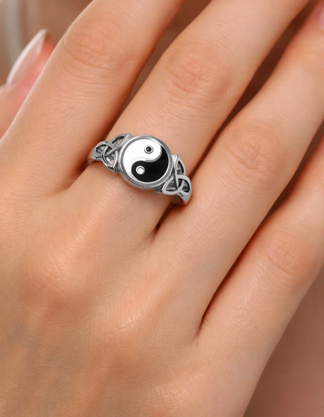 Celtic Yin Yang Triquetra Sterling Silver Ring☯️✨