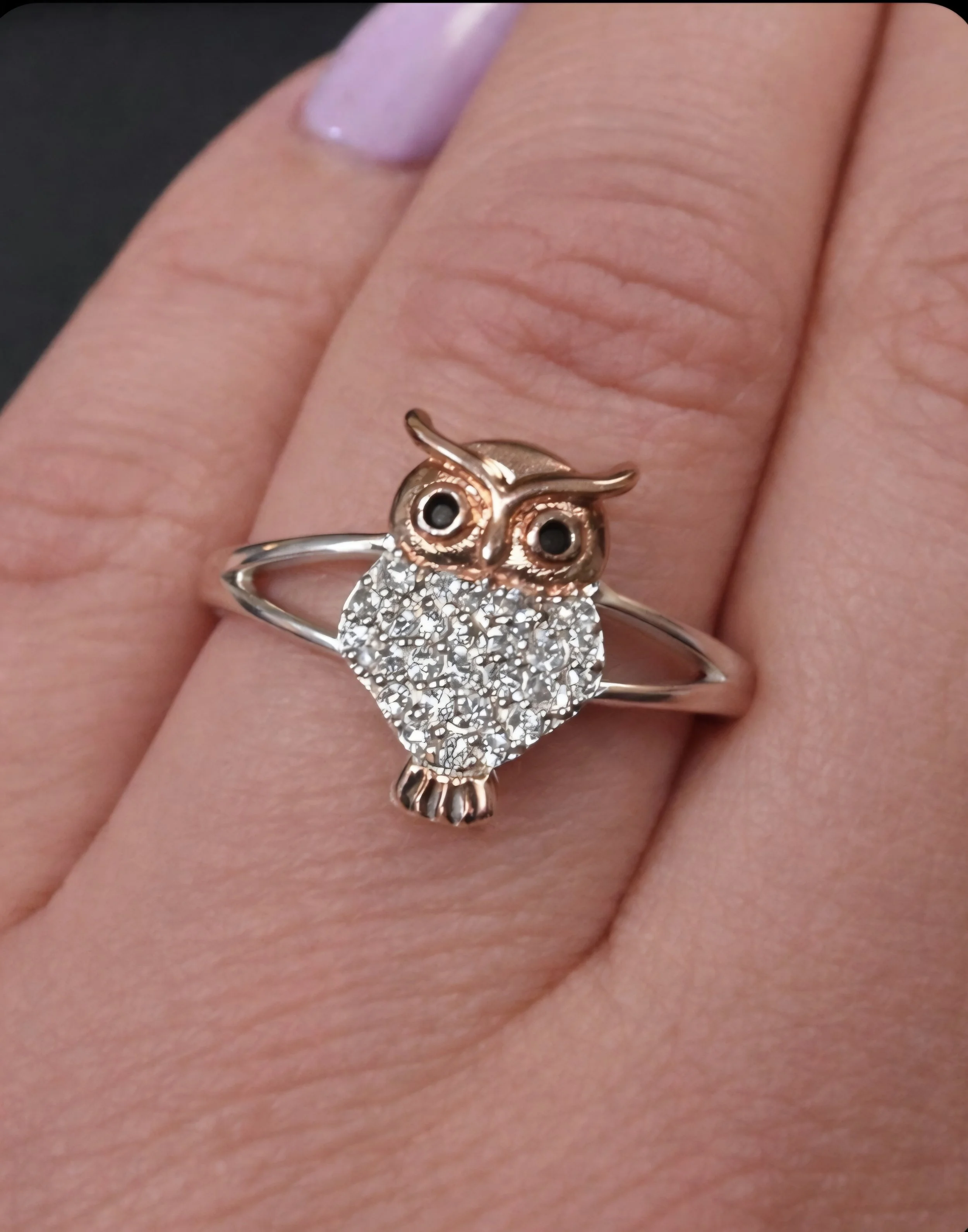 Sterling Silver Two-Tone Owl Ring 🦉✨