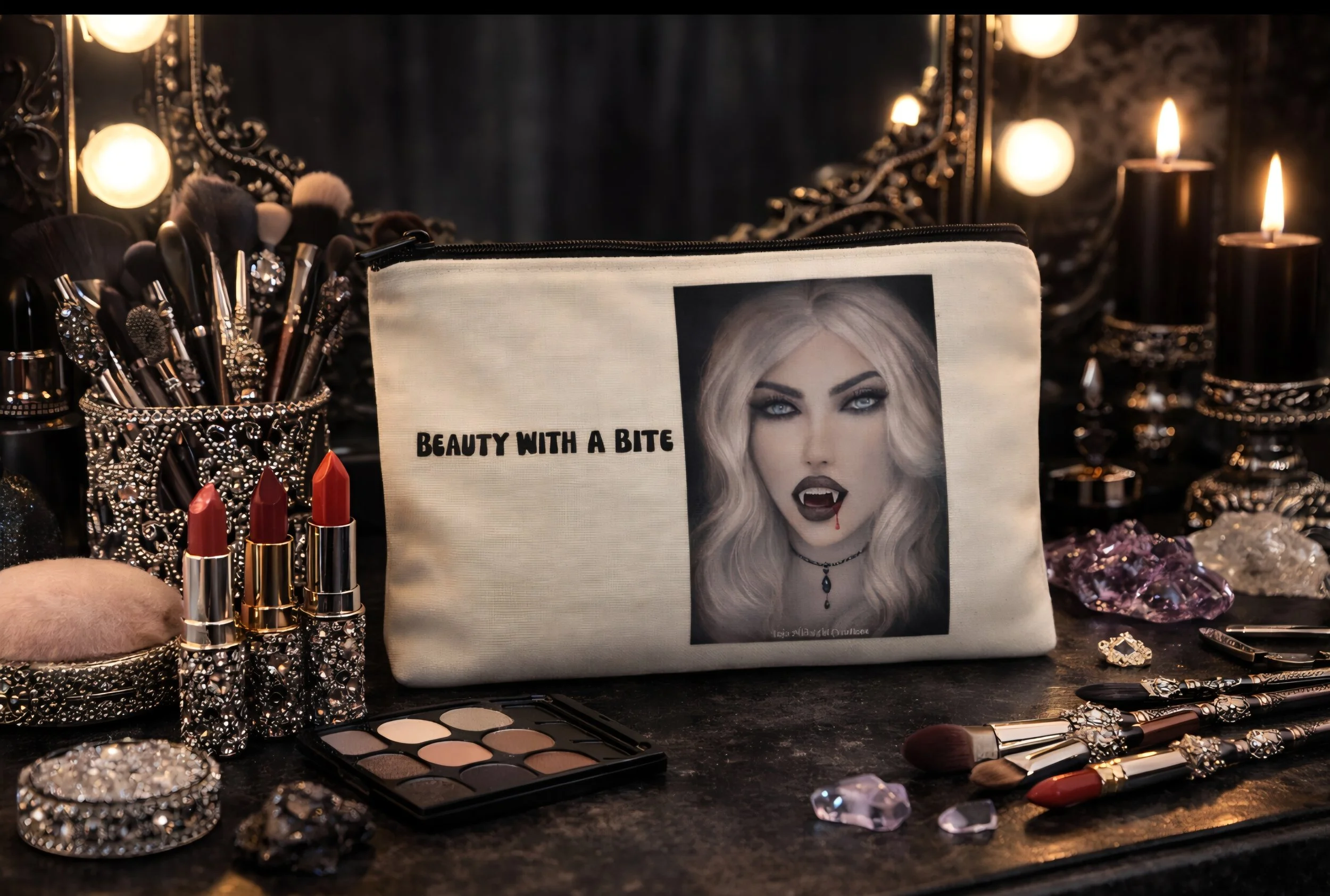 Beauty With a Bite Zipper Pouch 🖤✨