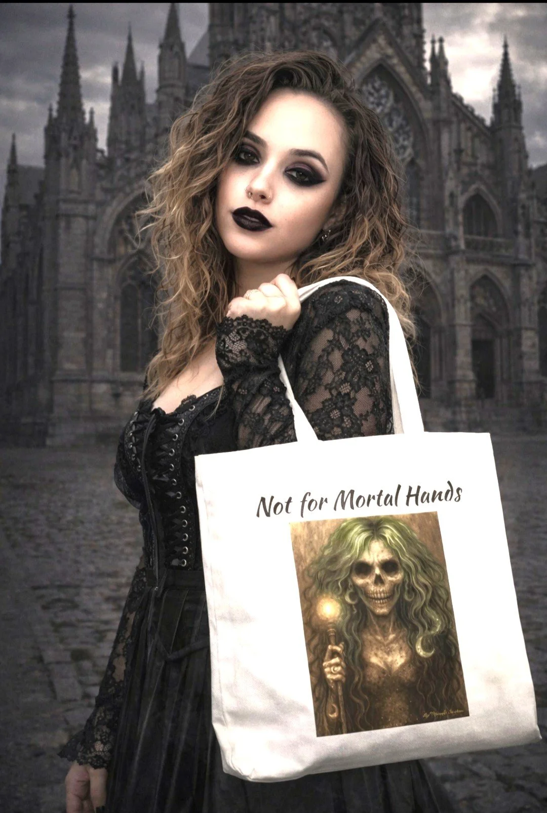 Not for Mortal Hands Tote Bag💀🖤