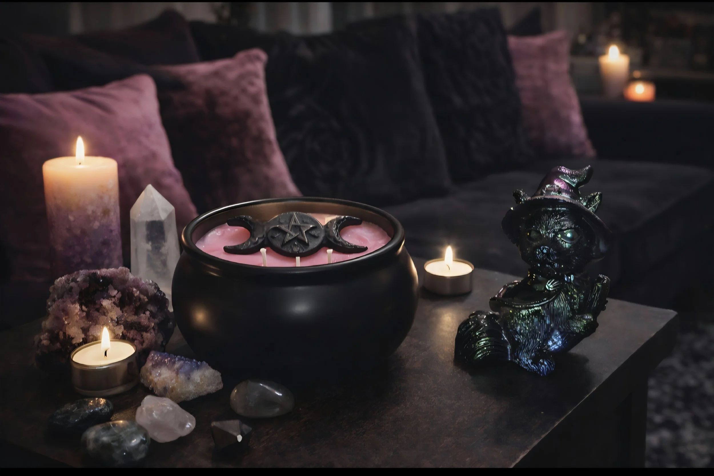 pink cauldron on top of table.jpg
