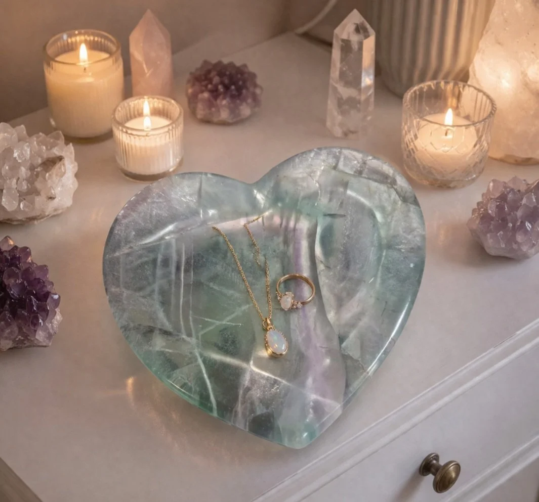 light green rainbow flourite heart dresser.jpg